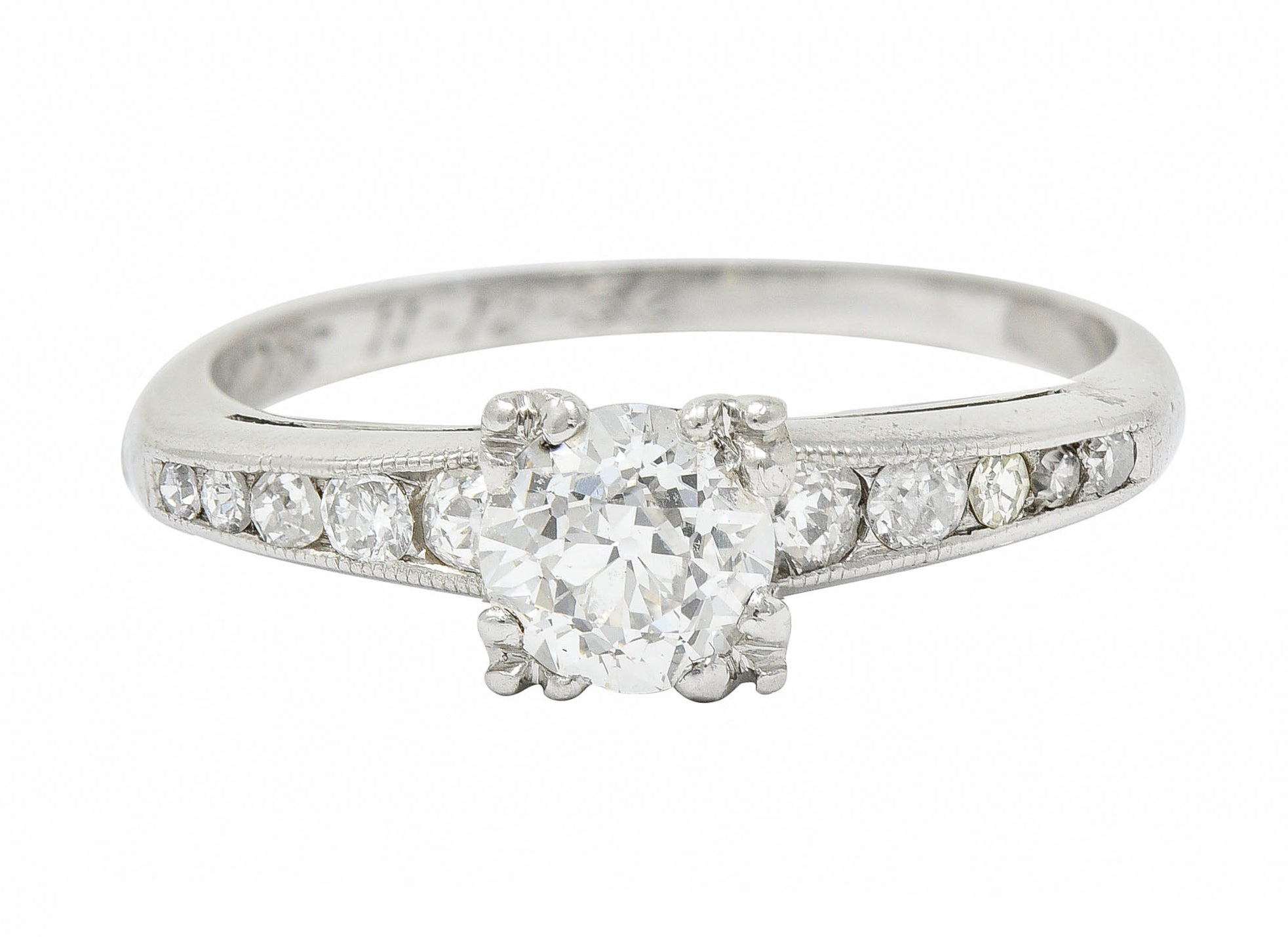 1936 Art Deco 1.12 CTW Old European Diamond Platinum Engagement RingRing - Wilson's Estate Jewelry