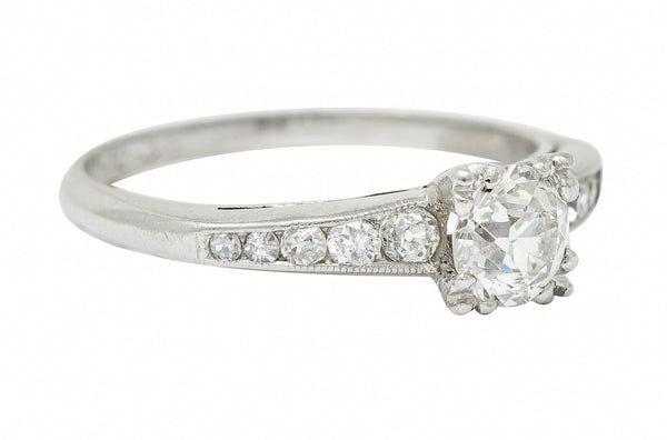 1936 Art Deco 1.12 CTW Old European Diamond Platinum Engagement RingRing - Wilson's Estate Jewelry