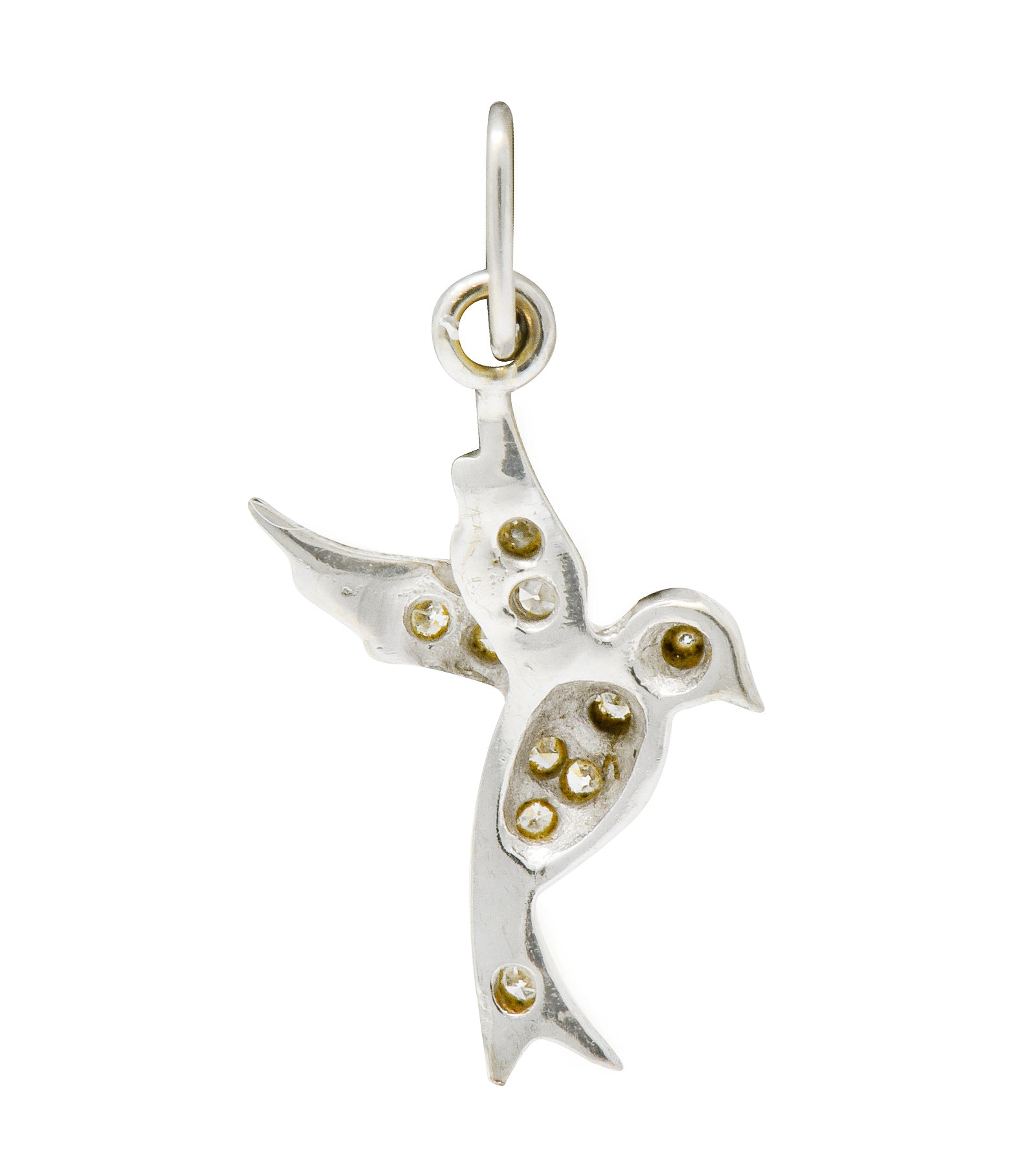 Inspiring Art Deco Diamond Platinum Flying Dove Bird Charm - Wilson's Estate Jewelry