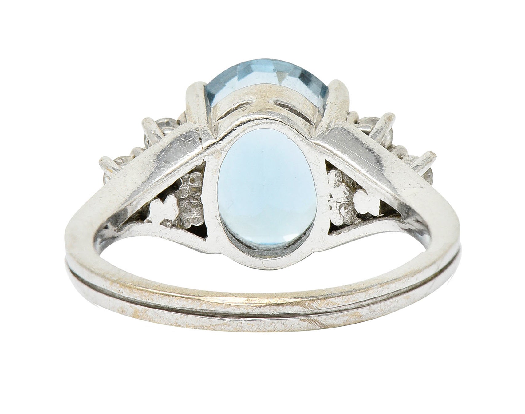 Vintage Blue Topaz Diamond 18 Karat White Gold Gemstone RingRing - Wilson's Estate Jewelry