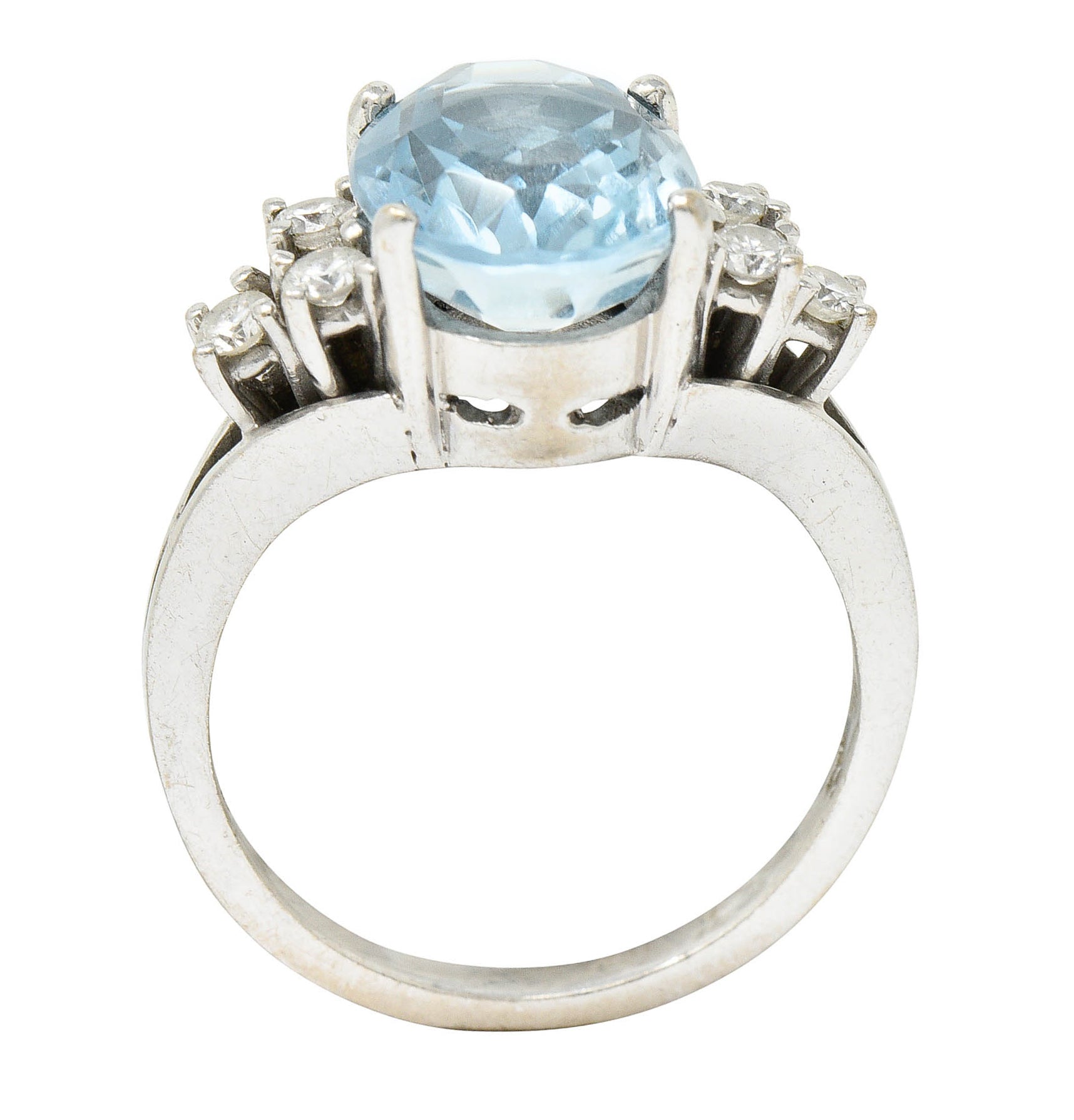 Vintage Blue Topaz Diamond 18 Karat White Gold Gemstone RingRing - Wilson's Estate Jewelry