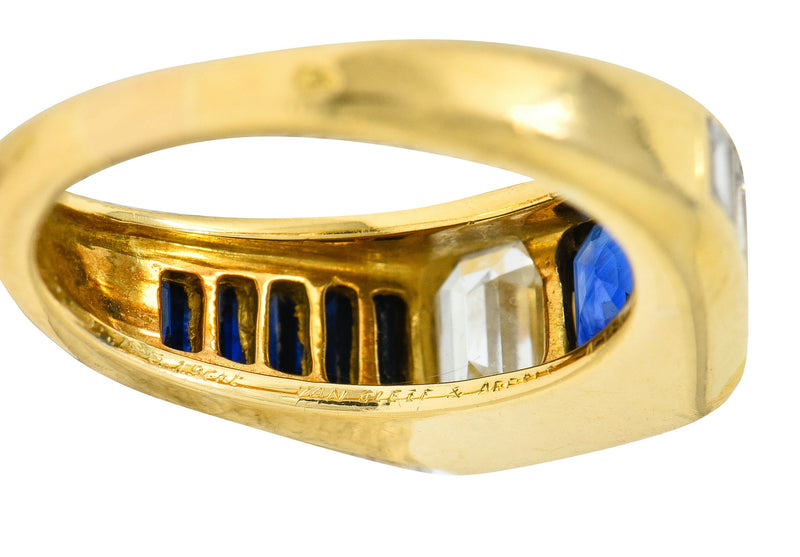 Van Cleef & Arpels 3.57 CTW Diamond Sapphire 18 Karat Gold French Unisex RingRing - Wilson's Estate Jewelry