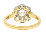 Edwardian 2.77 CTW Old European & Old Mine Cut Diamond Platinum 18 Karat Yellow Gold Antique Cluster Engagement Ring Wilson's Estate Jewelry