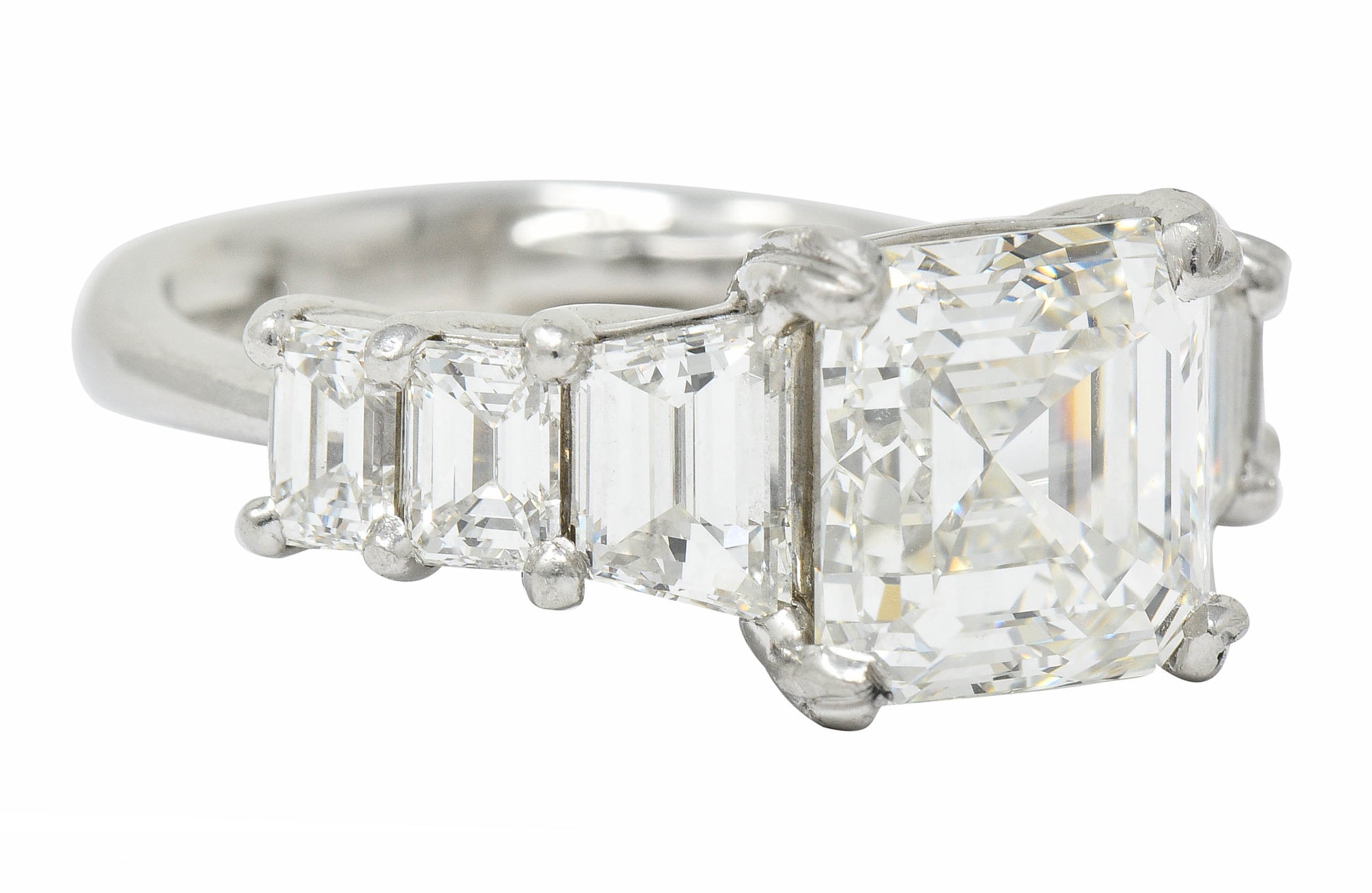 1950's Mid-Century 5.90 CTW Asscher Diamond Platinum Engagement Ring GIARing - Wilson's Estate Jewelry