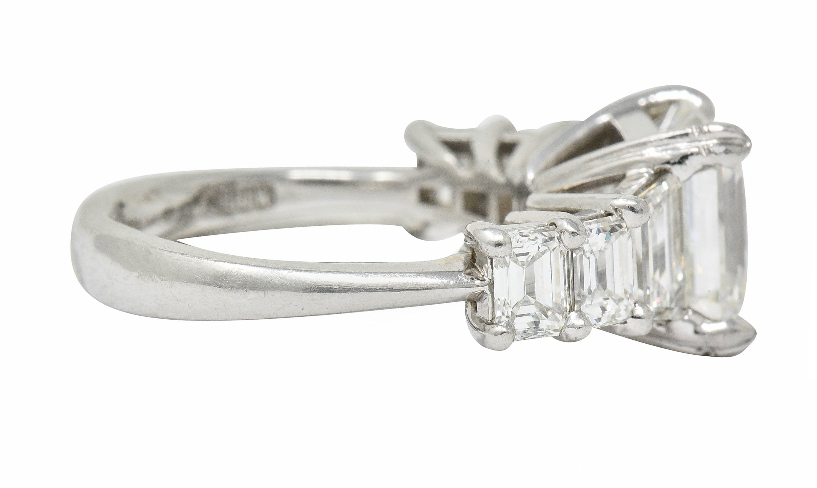 1950's Mid-Century 5.90 CTW Asscher Diamond Platinum Engagement Ring GIARing - Wilson's Estate Jewelry