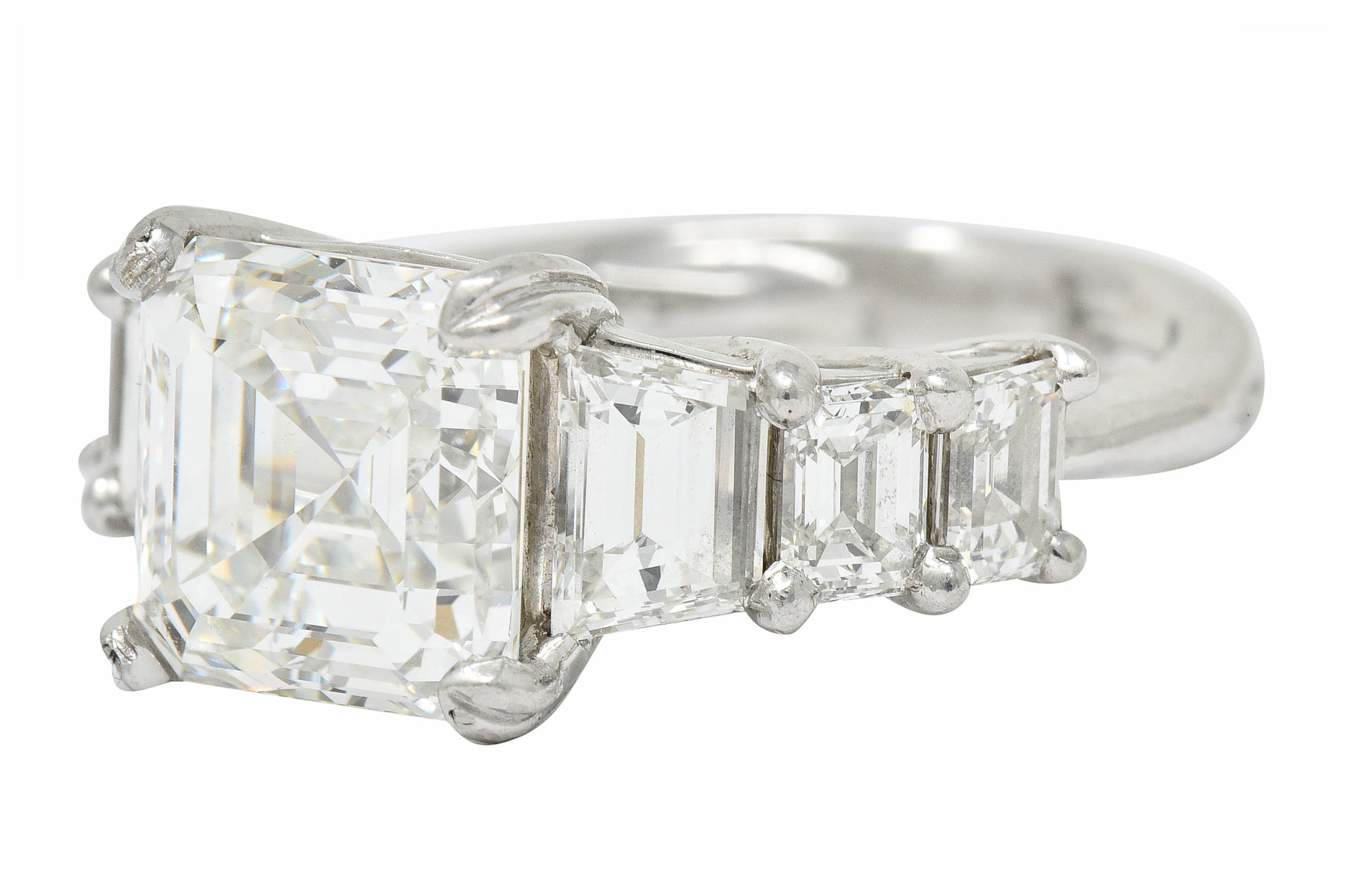 1950's Mid-Century 5.90 CTW Asscher Diamond Platinum Engagement Ring GIARing - Wilson's Estate Jewelry