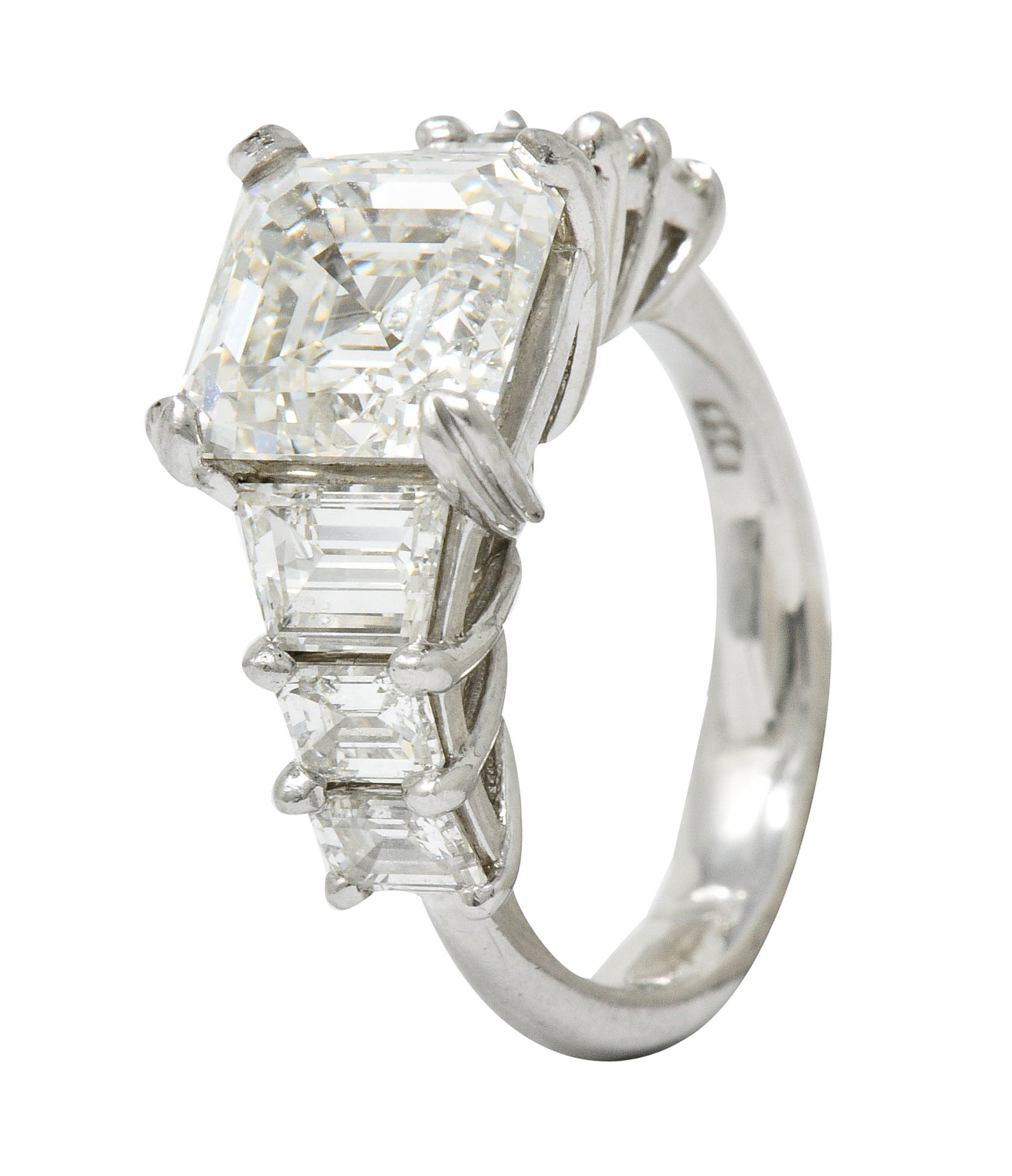 1950's Mid-Century 5.90 CTW Asscher Diamond Platinum Engagement Ring GIARing - Wilson's Estate Jewelry