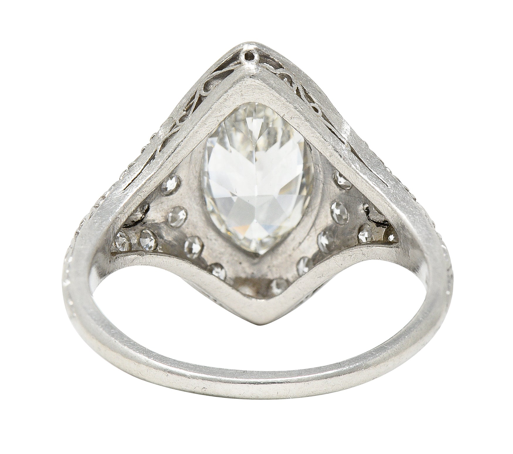 Art Deco 1.73 CTW Oval Diamond Platinum Cluster Alternative Engagement Ring GIA Wilson's Estate Jewelry