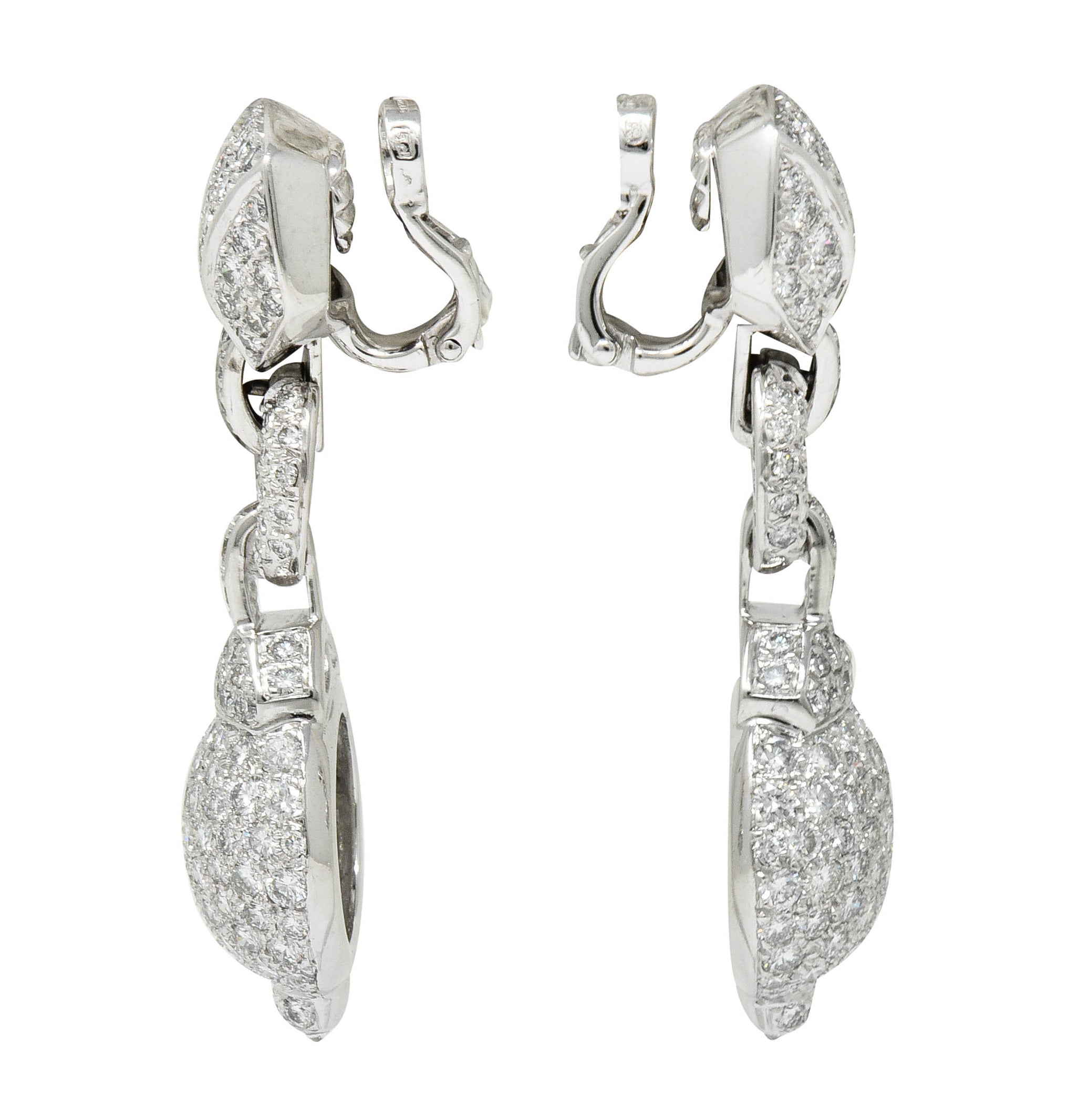 Cartier 7.50 CTW Diamond 18 Karat White Gold Vintage Drop Ear-Clip EarringsEarrings - Wilson's Estate Jewelry