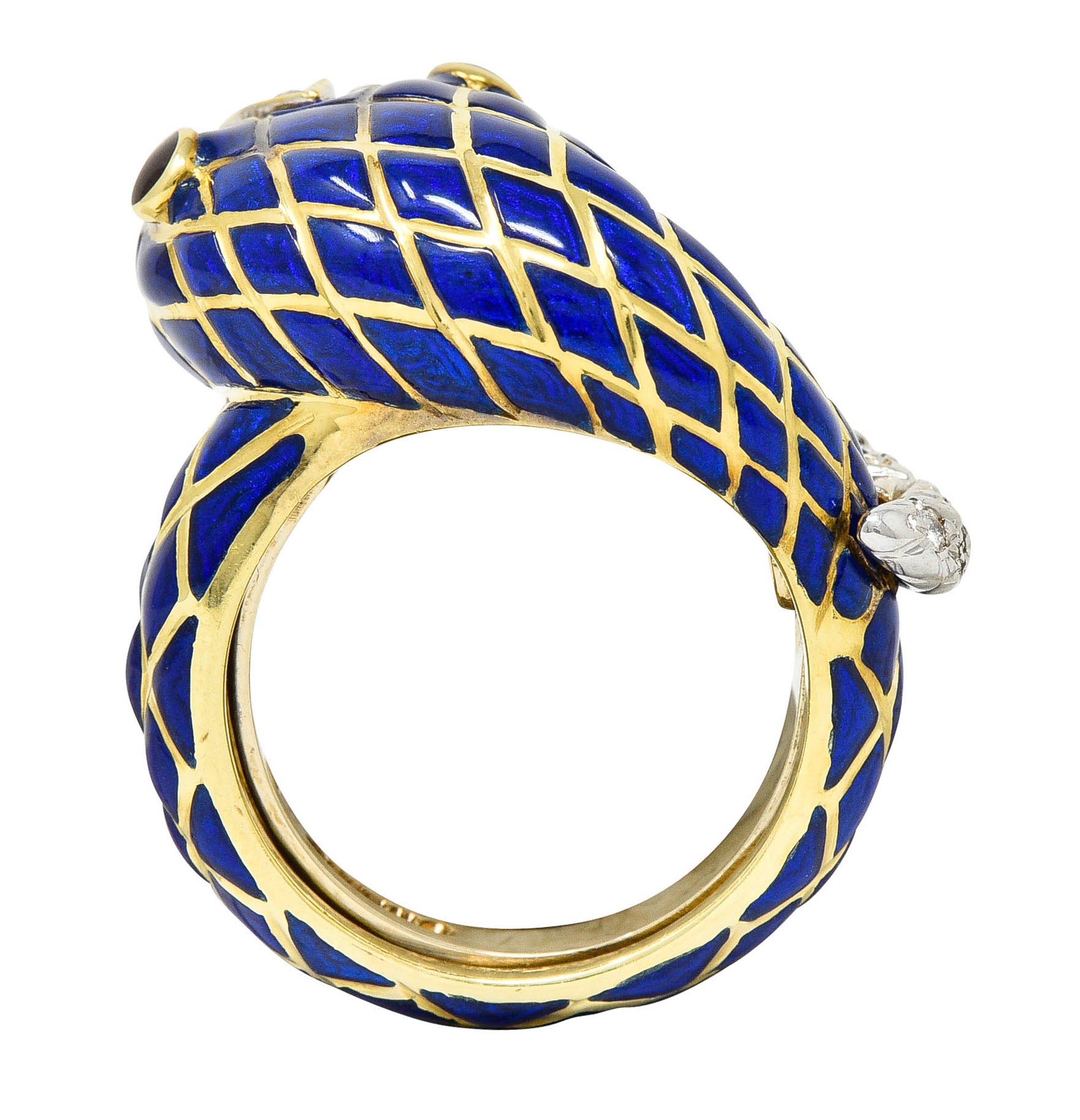 David Webb Enamel Diamond 18 Karat Two-Tone Gold Kingdom Snake RingRing - Wilson's Estate Jewelry