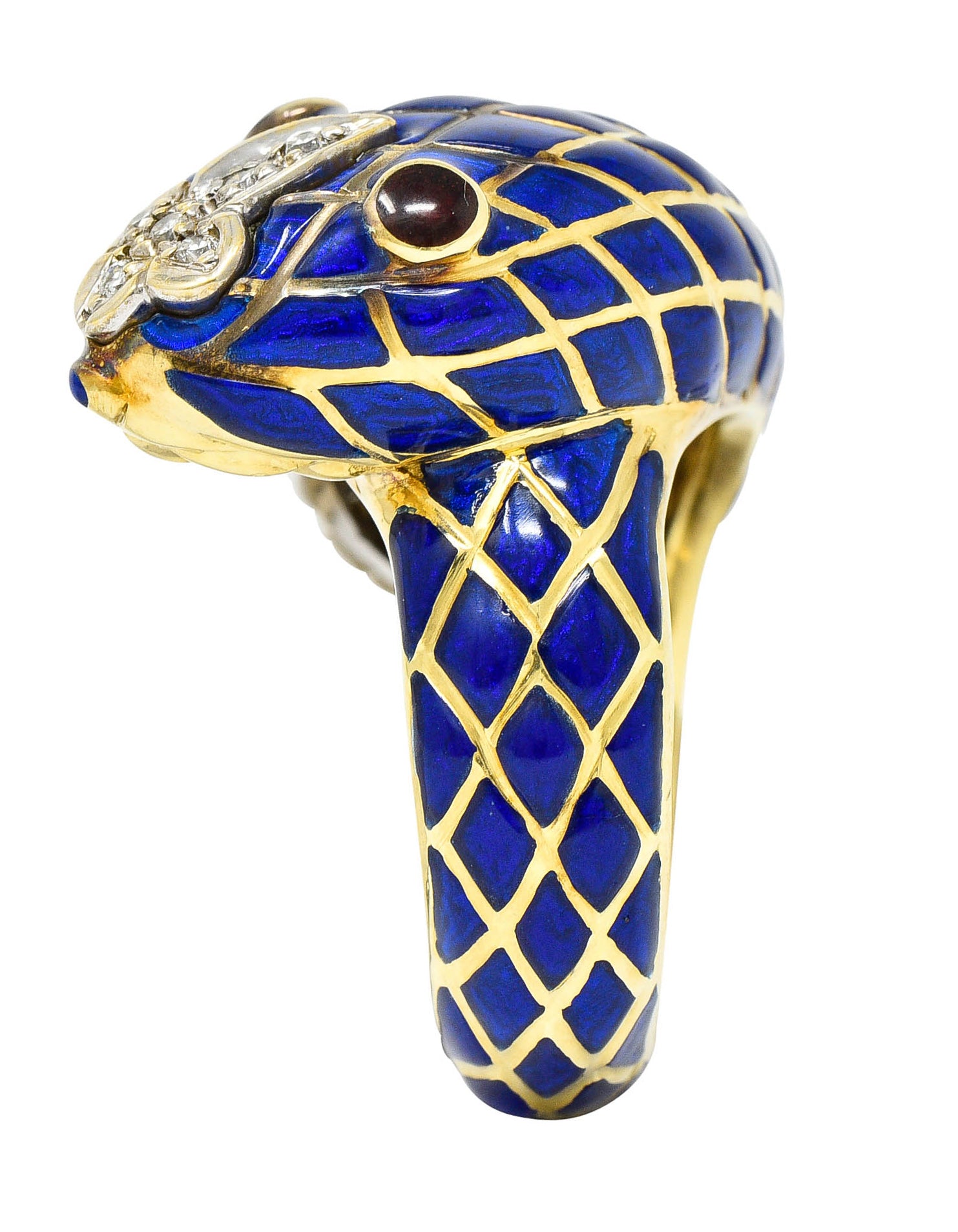 David Webb Enamel Diamond 18 Karat Two-Tone Gold Kingdom Snake RingRing - Wilson's Estate Jewelry