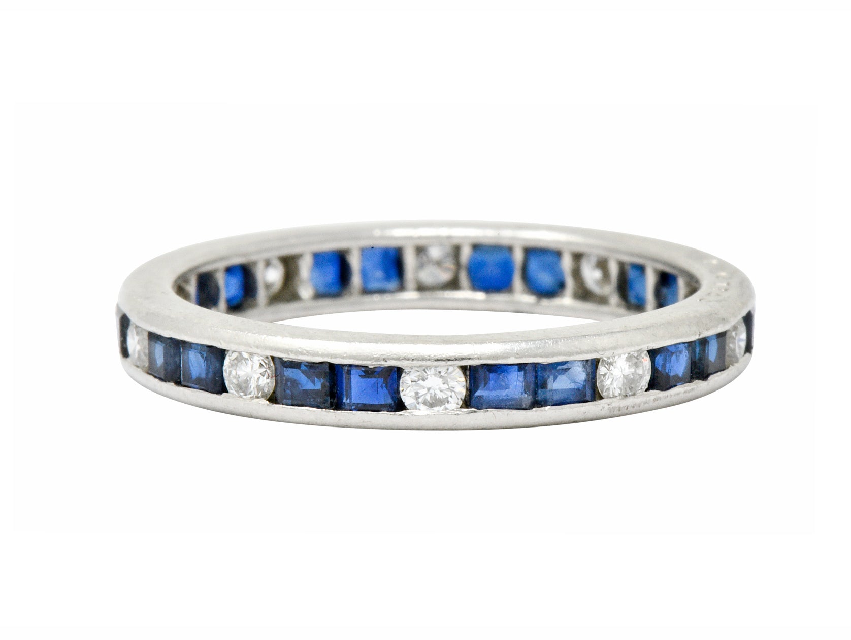 Oscar Heyman Brothers 1.10 CTW Sapphire Diamond Platinum Eternity Band Ring Wilson's Estate Jewelry