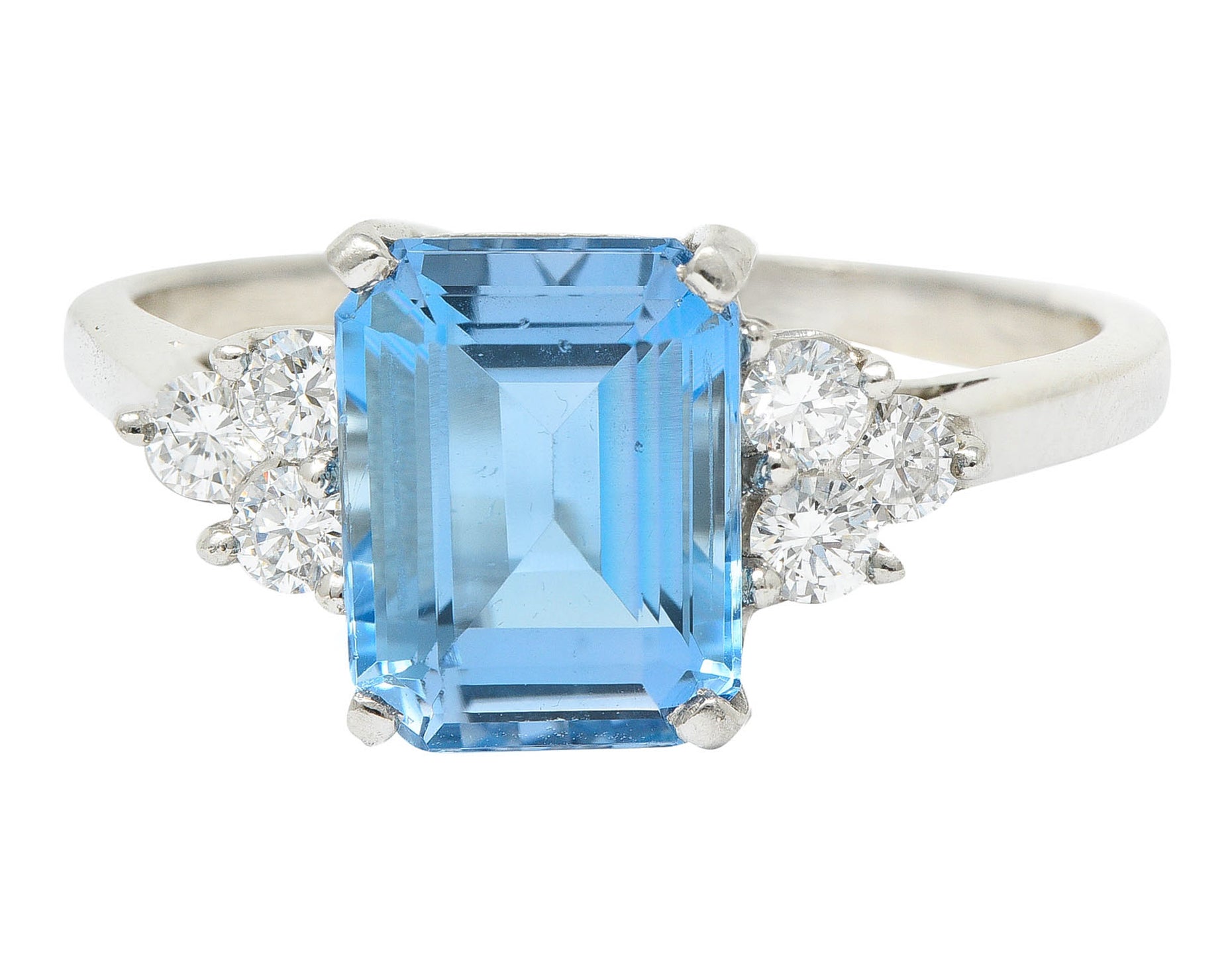 Tiffany & Co. 2.40 CTW Aquamarine Diamond Platinum Gemstone RingRing - Wilson's Estate Jewelry