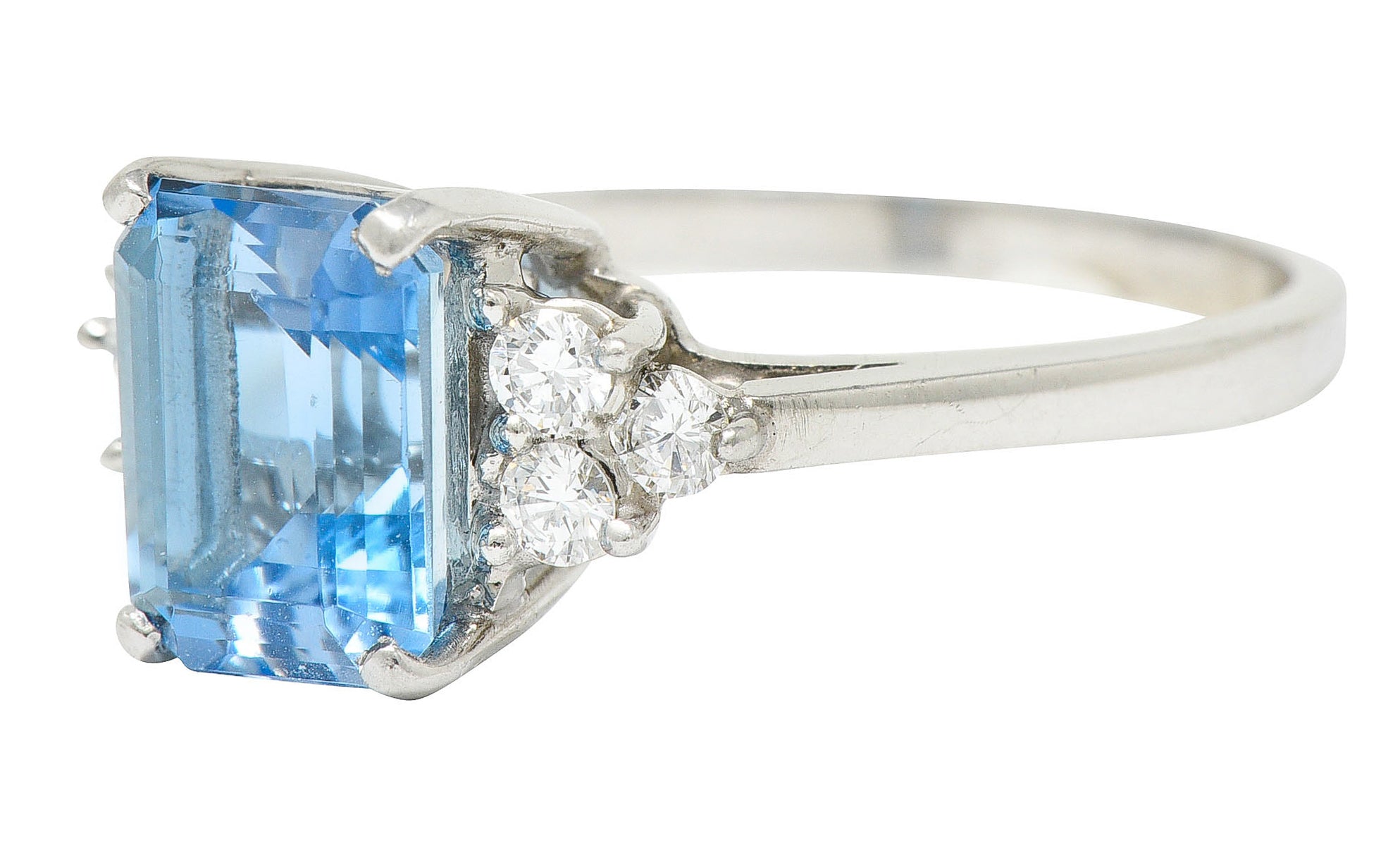 Tiffany & Co. 2.40 CTW Aquamarine Diamond Platinum Gemstone RingRing - Wilson's Estate Jewelry