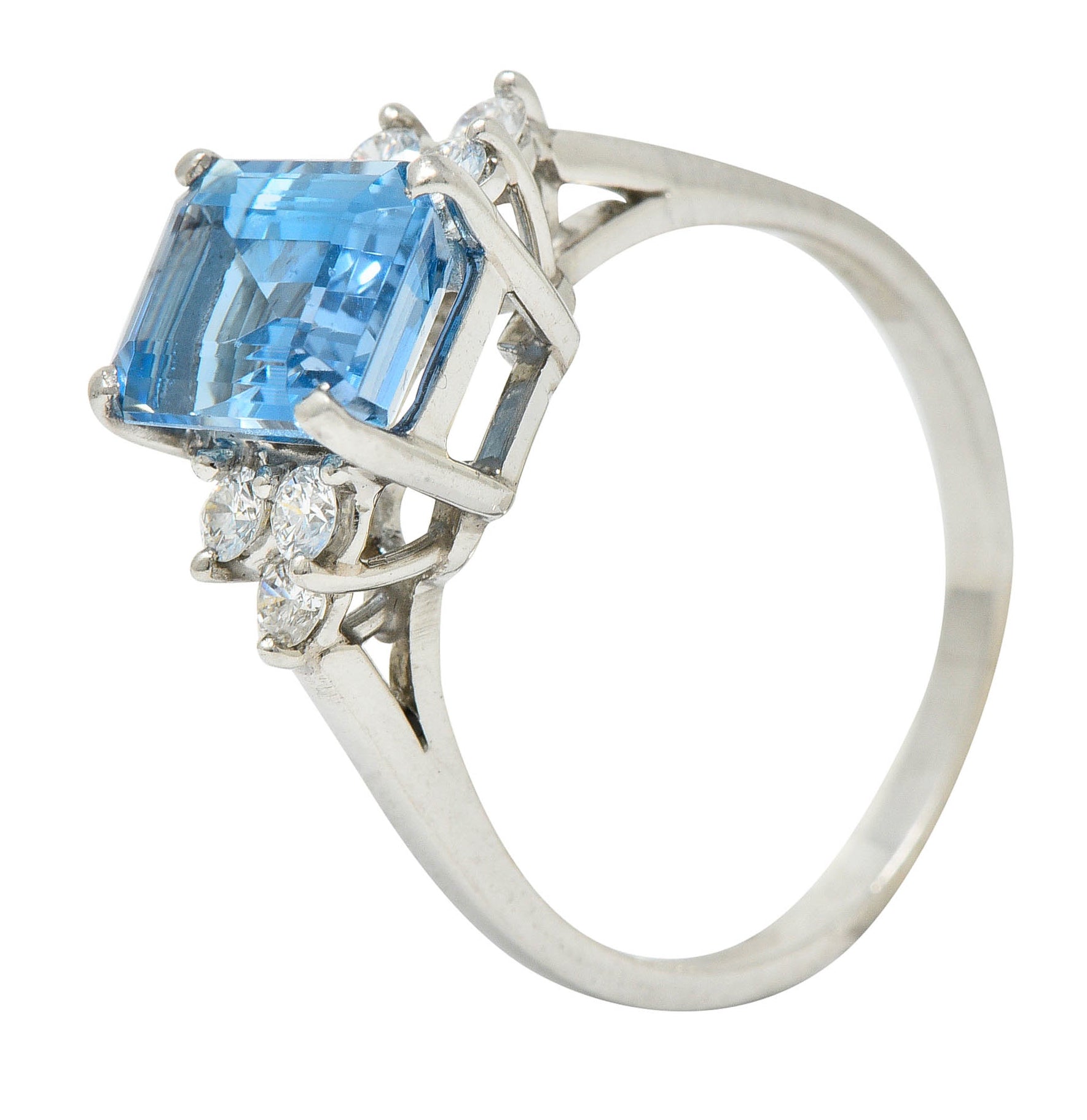 Tiffany & Co. 2.40 CTW Aquamarine Diamond Platinum Gemstone RingRing - Wilson's Estate Jewelry