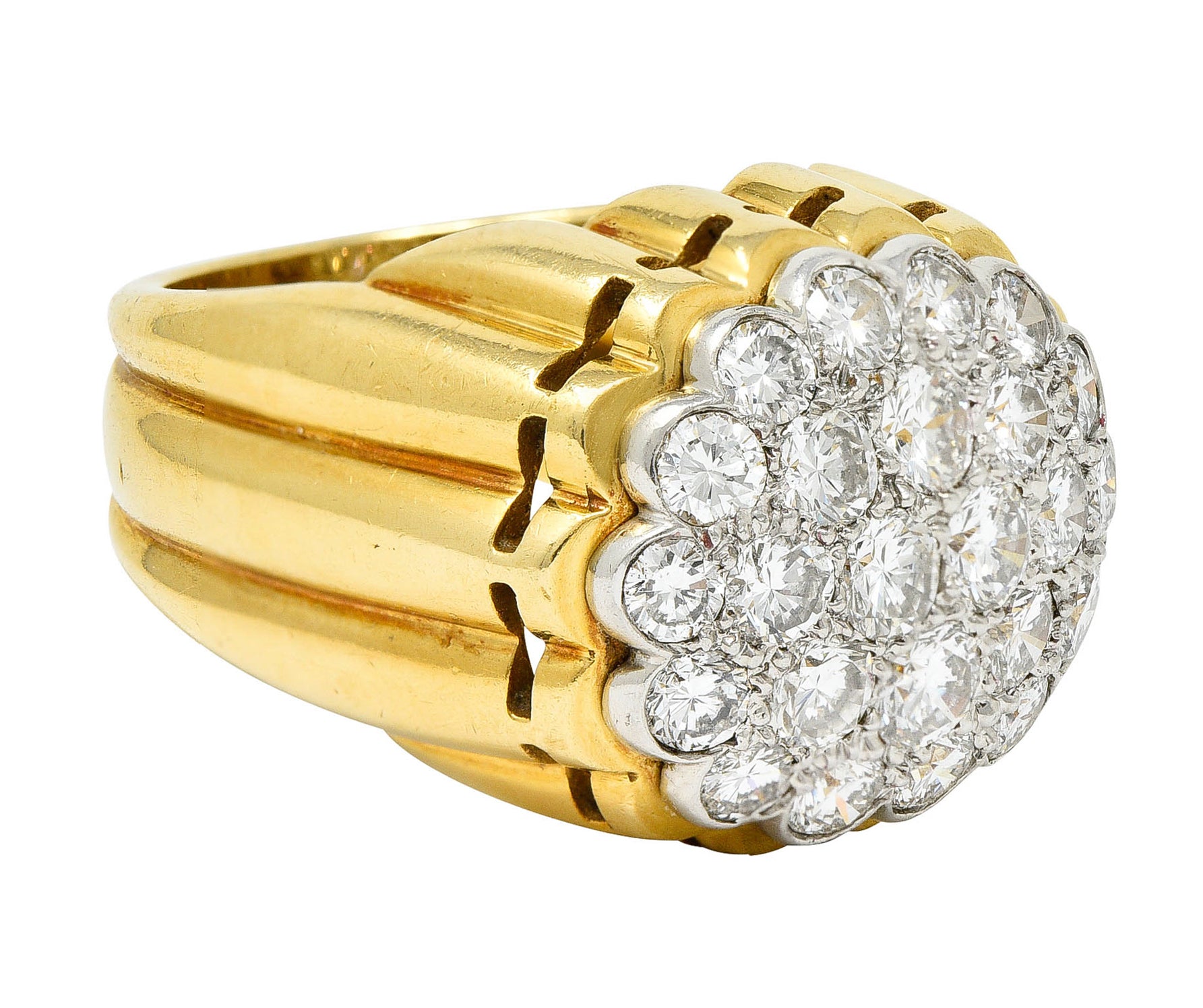 Van Cleef & Arpels 1970's 2.65 CTW Pave Diamond Platinum 18 Karat Gold Band RingRing - Wilson's Estate Jewelry