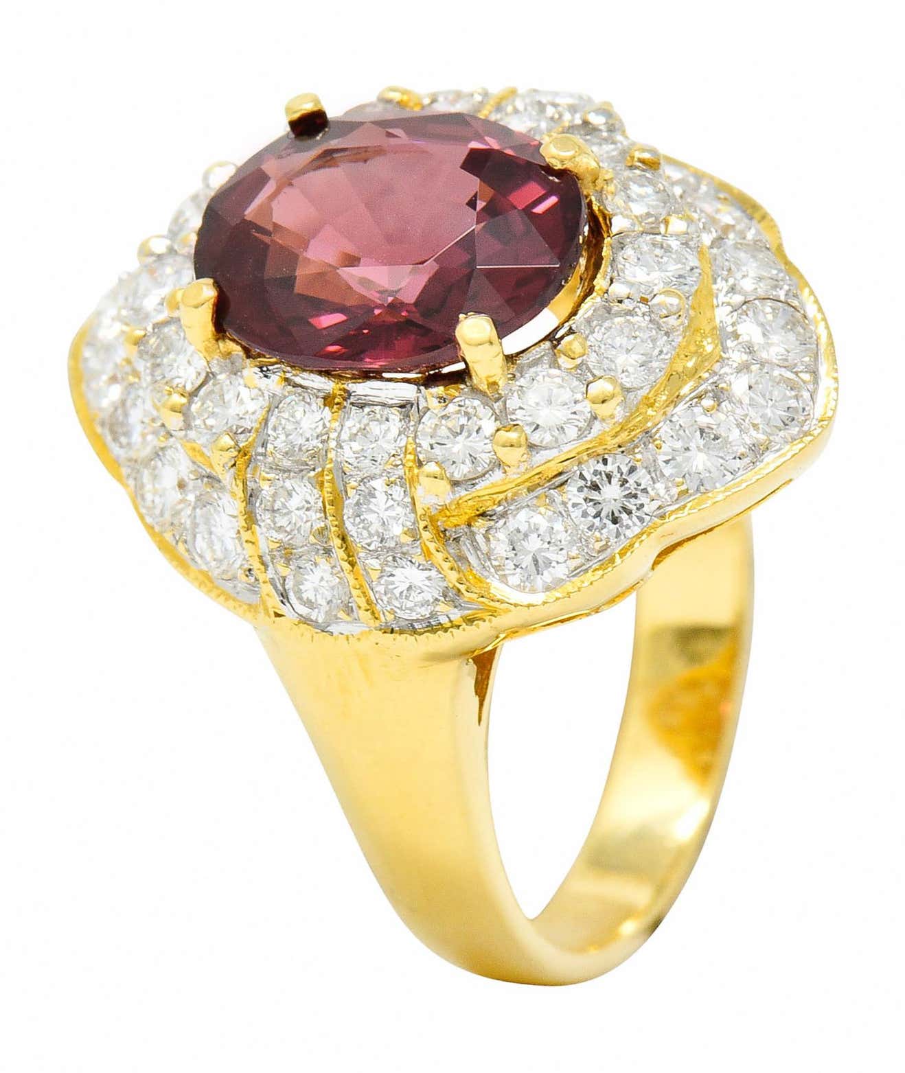 Vintage 4.88 Carat No Heat Spinel Diamond 18 Karat Gold Cluster Ring GIARing - Wilson's Estate Jewelry