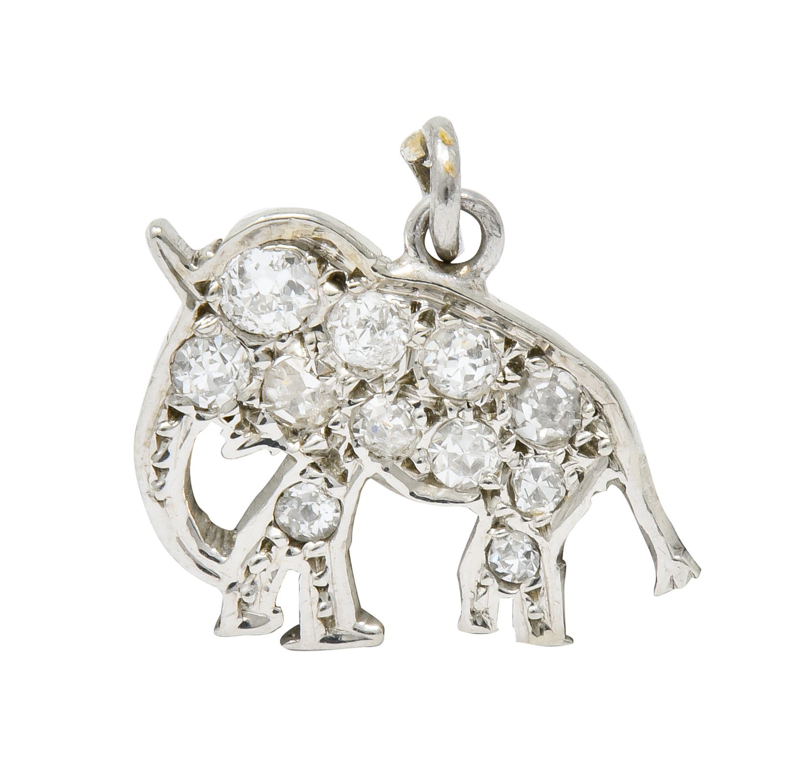 Art Deco Pave Diamond Platinum Elephant Charm - Wilson's Estate Jewelry