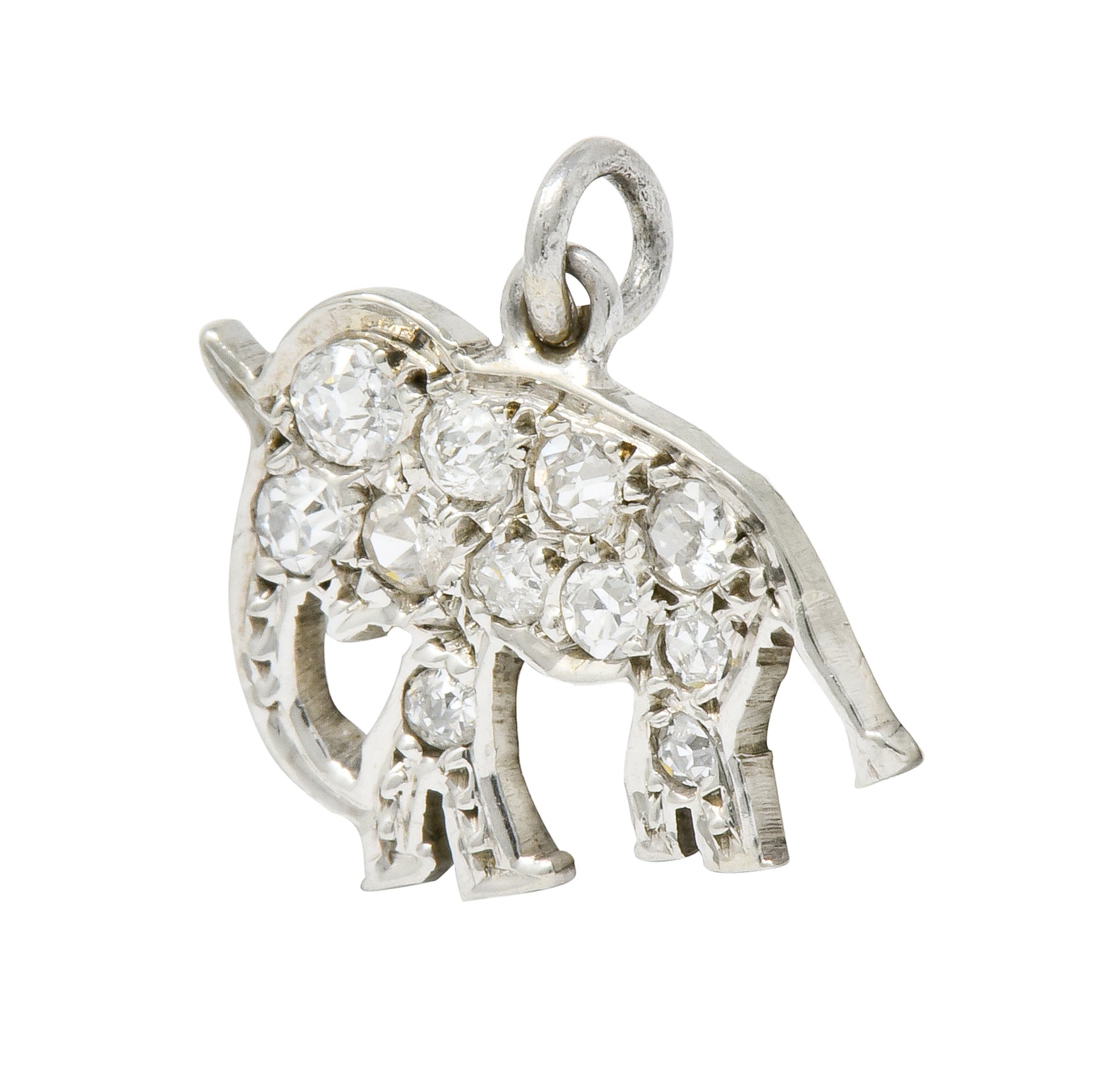 Art Deco Pave Diamond Platinum Elephant Charm - Wilson's Estate Jewelry