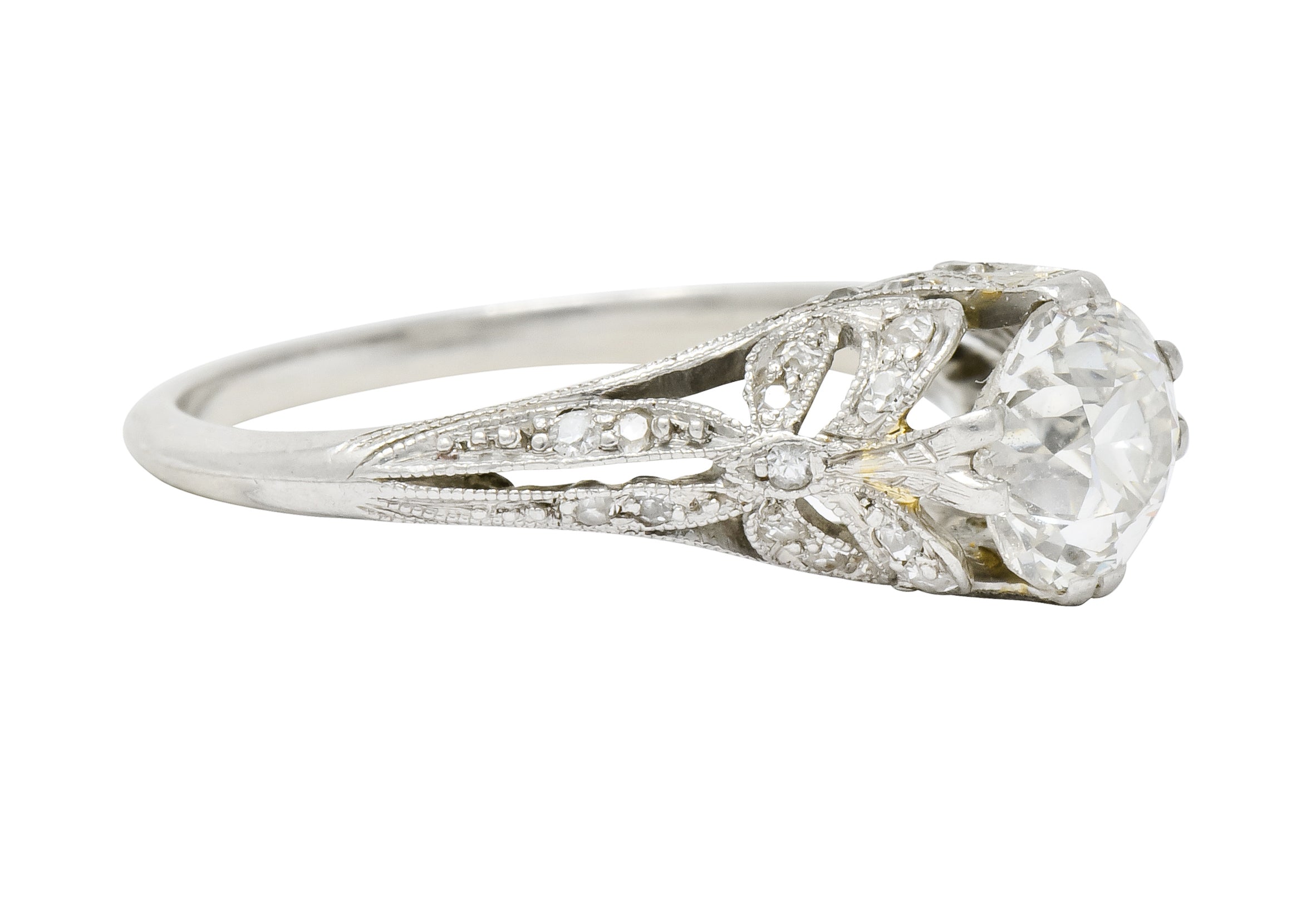 Edwardian 1.52 CTW Diamond Platinum Bow Engagement Ring - Wilson's Estate Jewelry