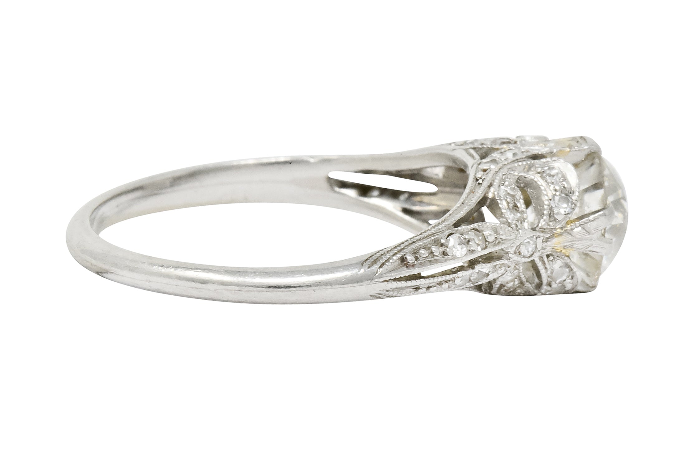 Edwardian 1.52 CTW Diamond Platinum Bow Engagement Ring - Wilson's Estate Jewelry