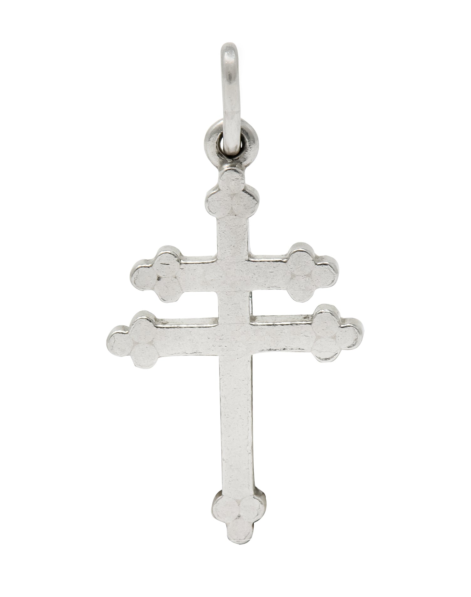 Art Deco Platinum Trefoil Patriarchal Cross Charm - Wilson's Estate Jewelry