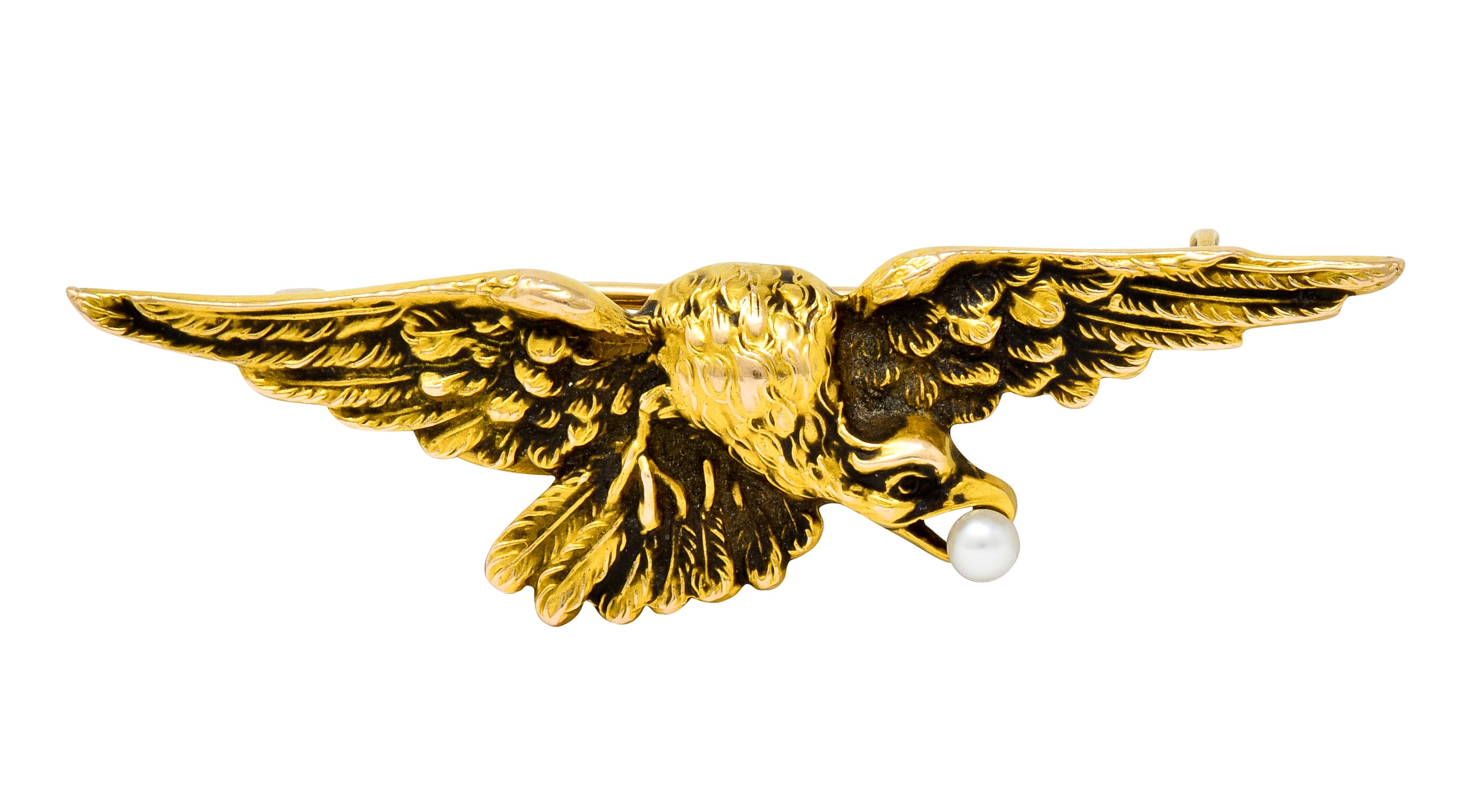 Wordley Allsopp & Bliss Art Nouveau Pearl 14 Karat Gold Eagle Brooch - Wilson's Estate Jewelry