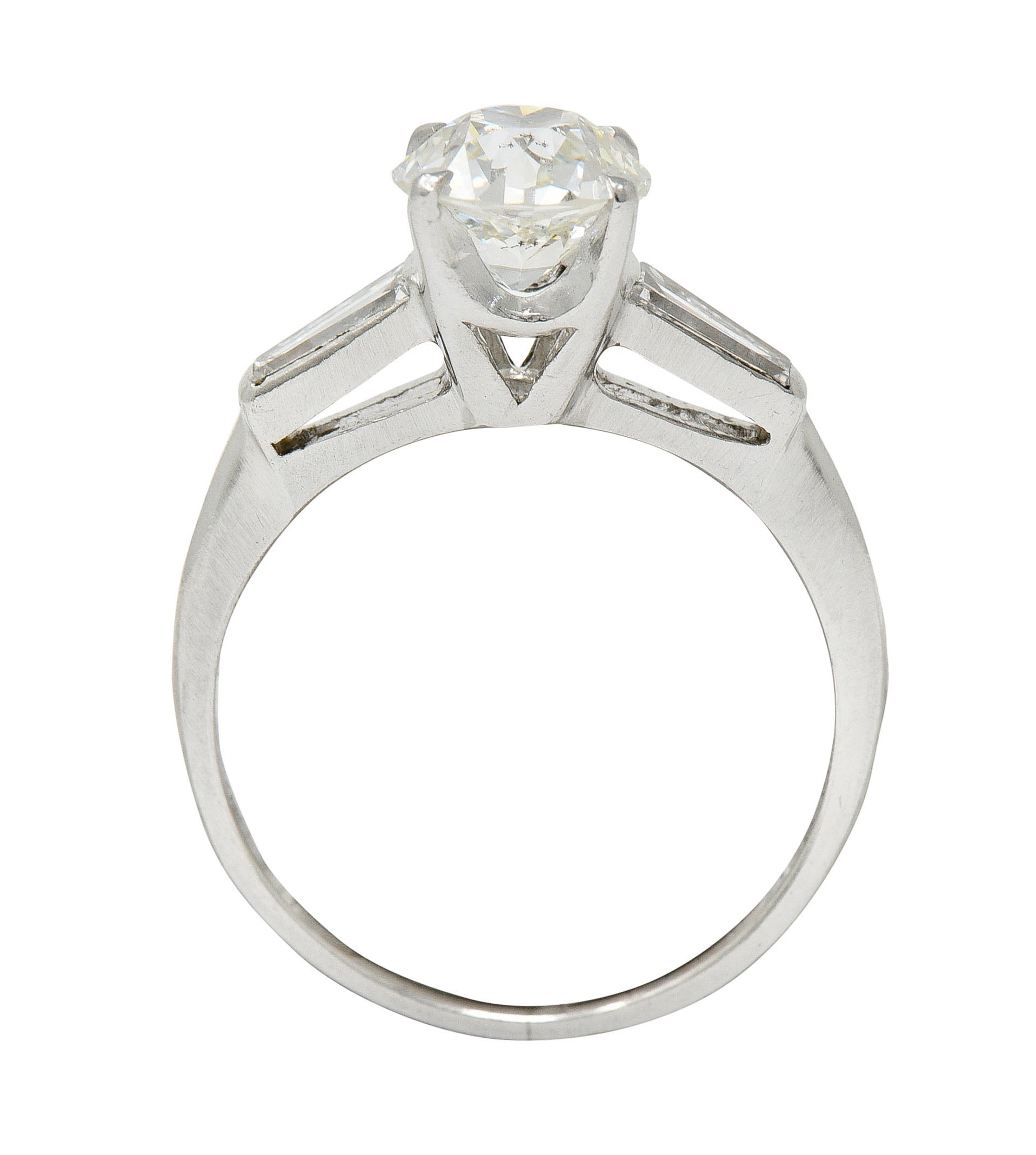 1950's Mid-Century 1.81 CTW Diamond Platinum Engagement Ring GIARing - Wilson's Estate Jewelry