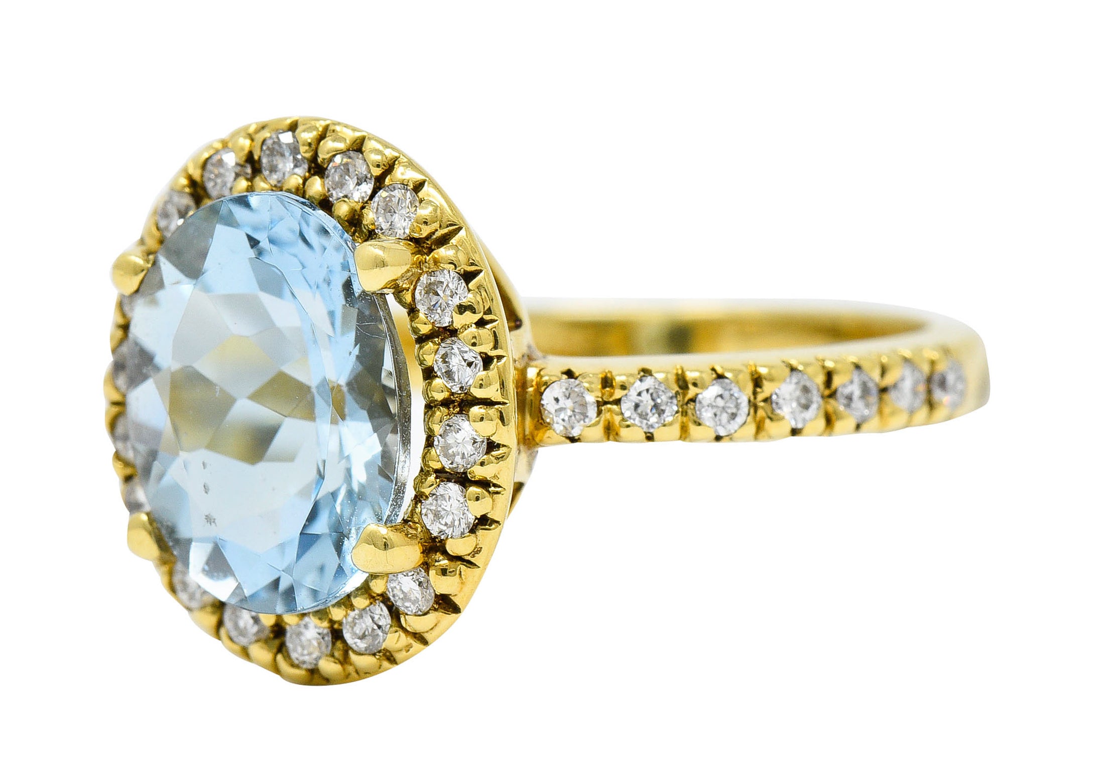 Lovely 2.73 CTW Aquamarine Diamond 18 Karat Gold Gemstone RingRing - Wilson's Estate Jewelry