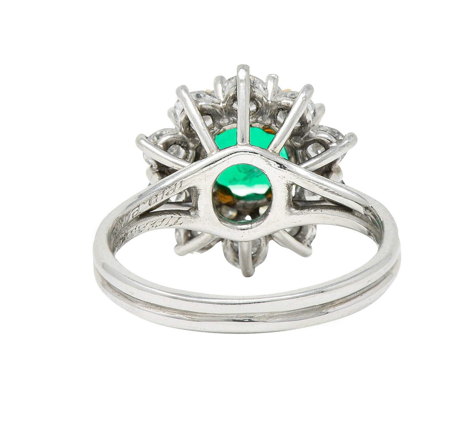 1950's Tiffany & Co. 2.45 CTW Emerald Diamond Platinum Cluster RingRing - Wilson's Estate Jewelry