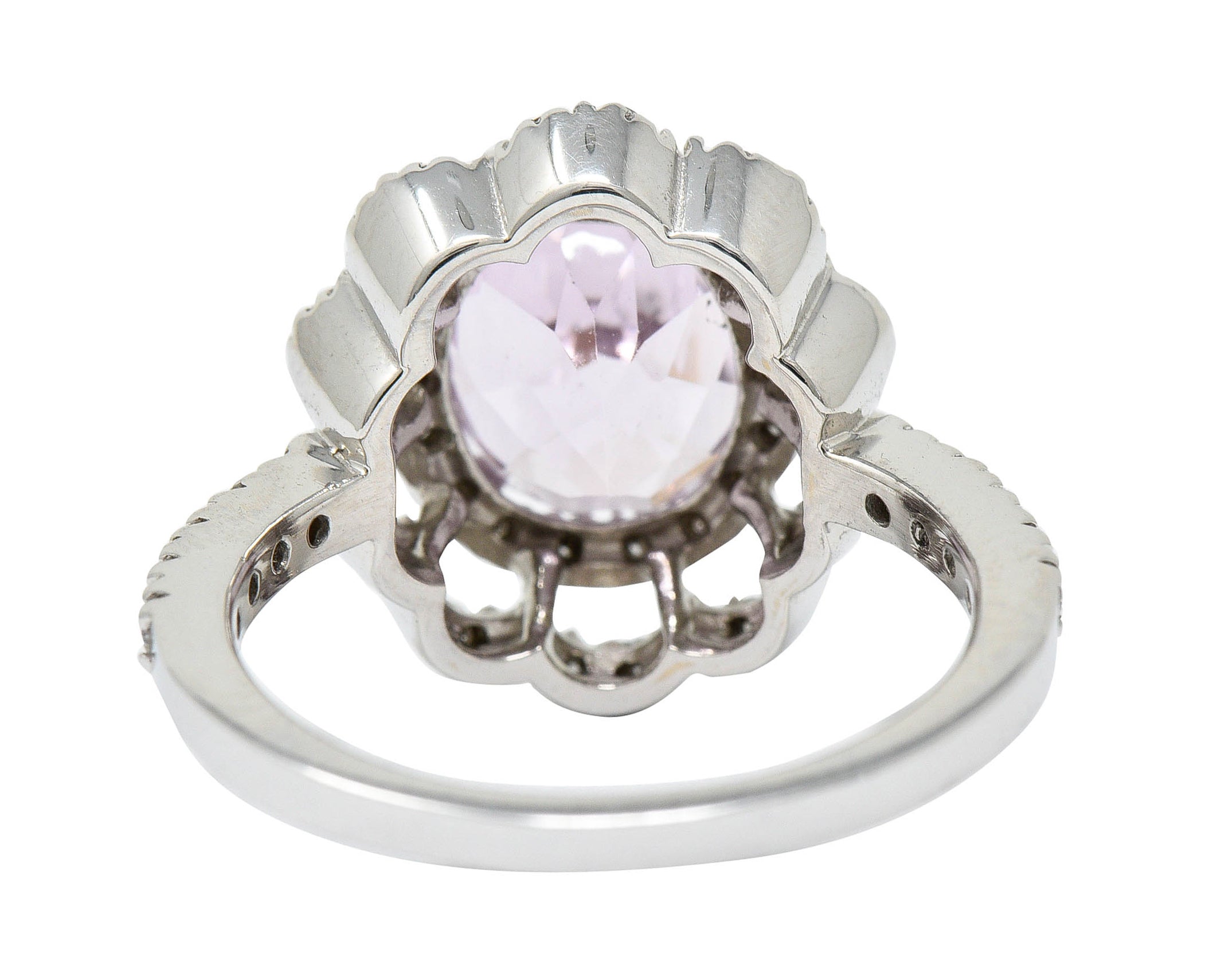 Brilliant Kunzite Diamond 18 Karat White Gold Floral Cluster RingRing - Wilson's Estate Jewelry