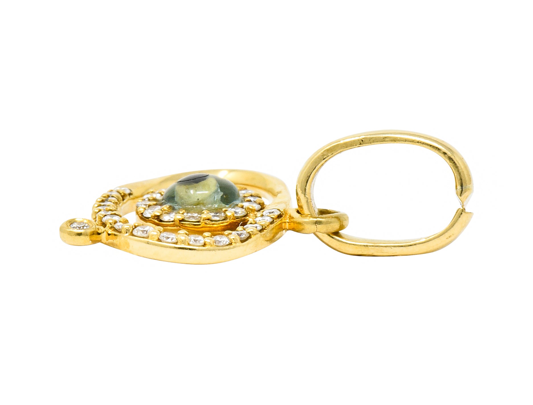 Protective Contemporary Diamond 18 Karat Gold Evil Eye Charm - Wilson's Estate Jewelry