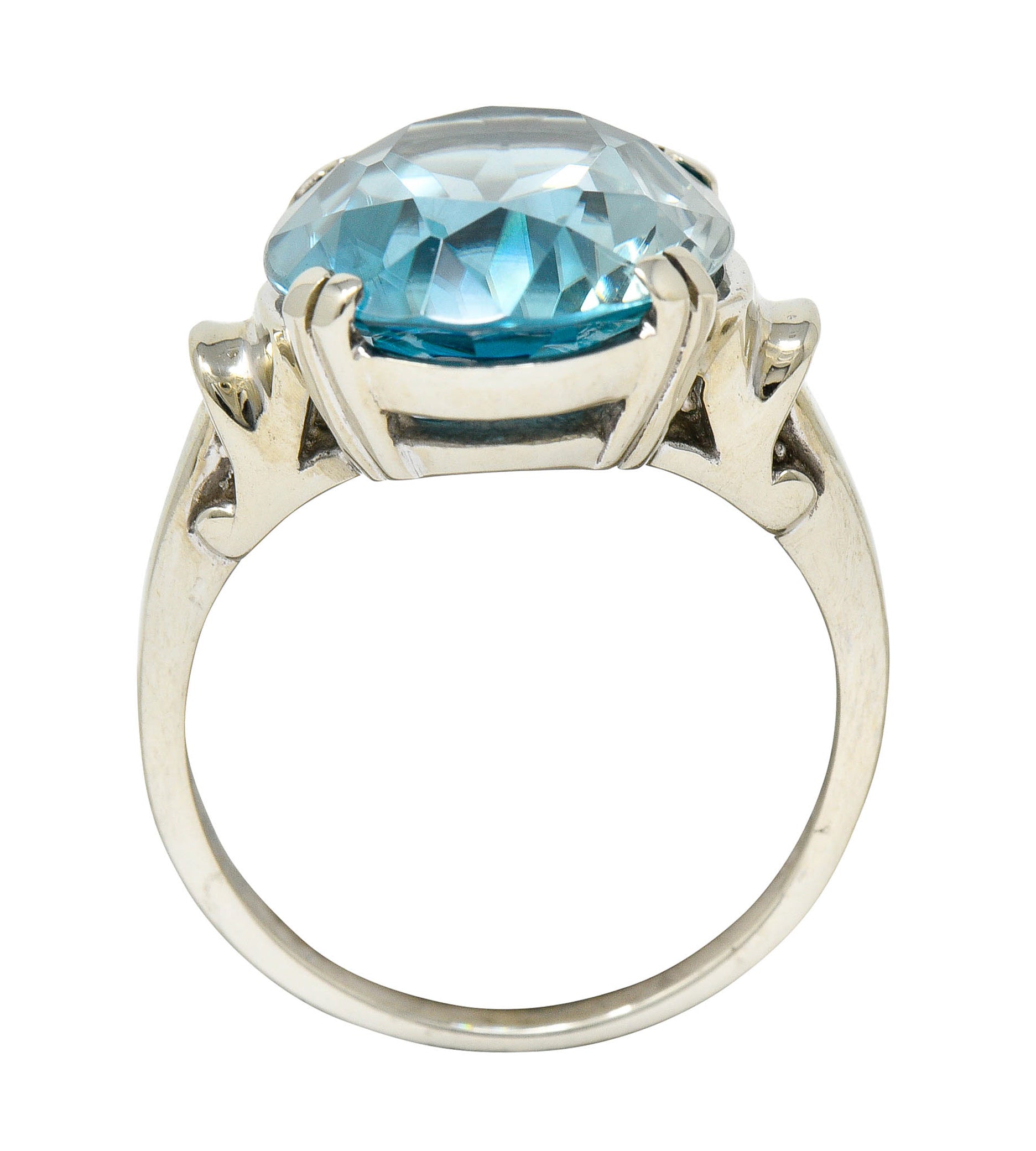 Retro Blue Zircon 14 Karat White Gold Gemstone RingRing - Wilson's Estate Jewelry