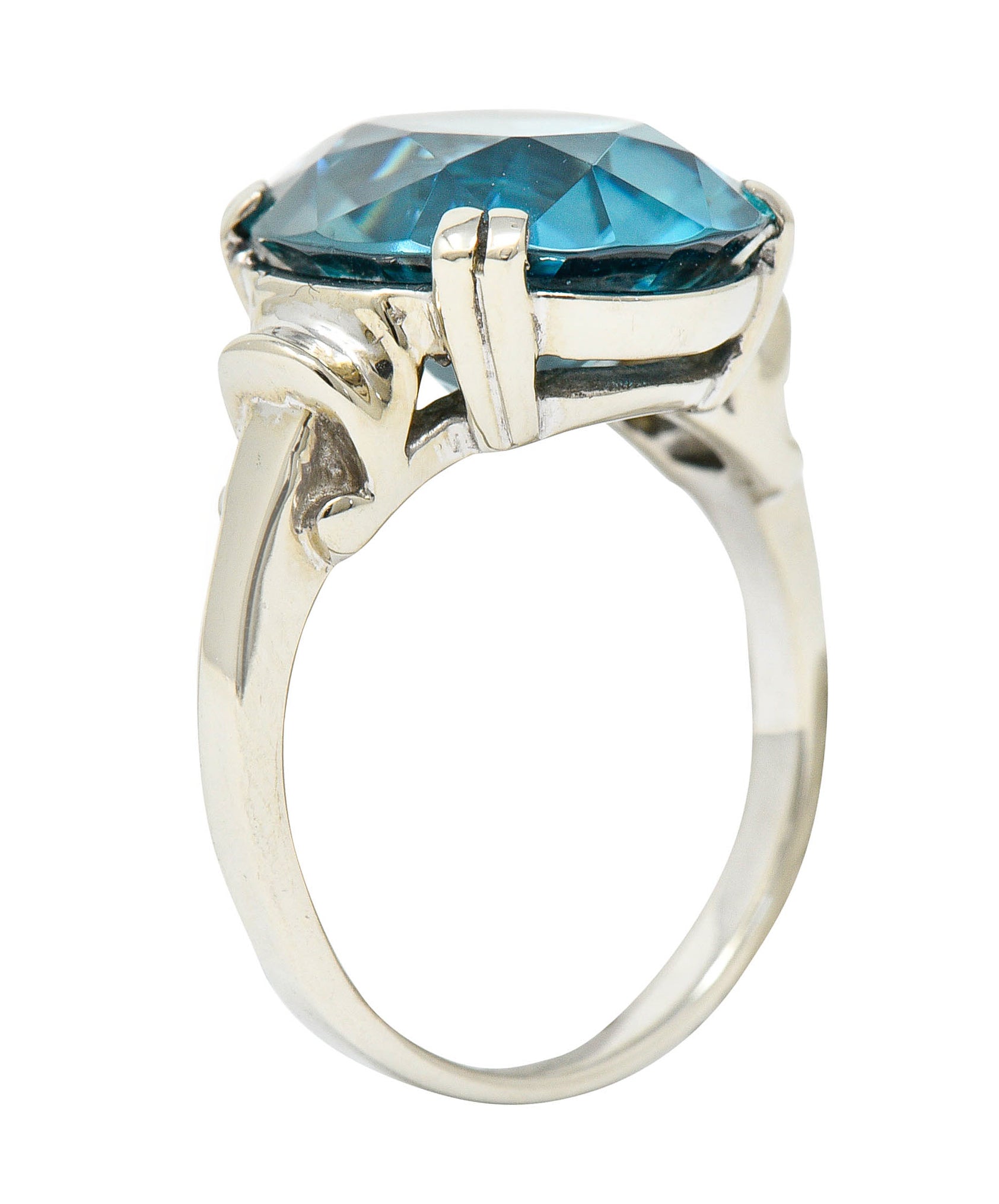 Retro Blue Zircon 14 Karat White Gold Gemstone RingRing - Wilson's Estate Jewelry