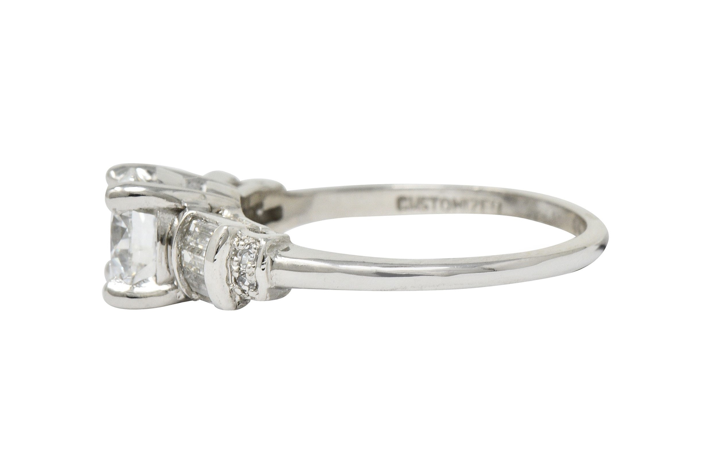 1950’s 1.32 CTW Diamond Platinum Engagement Ring GIA Circa 1950Ring - Wilson's Estate Jewelry