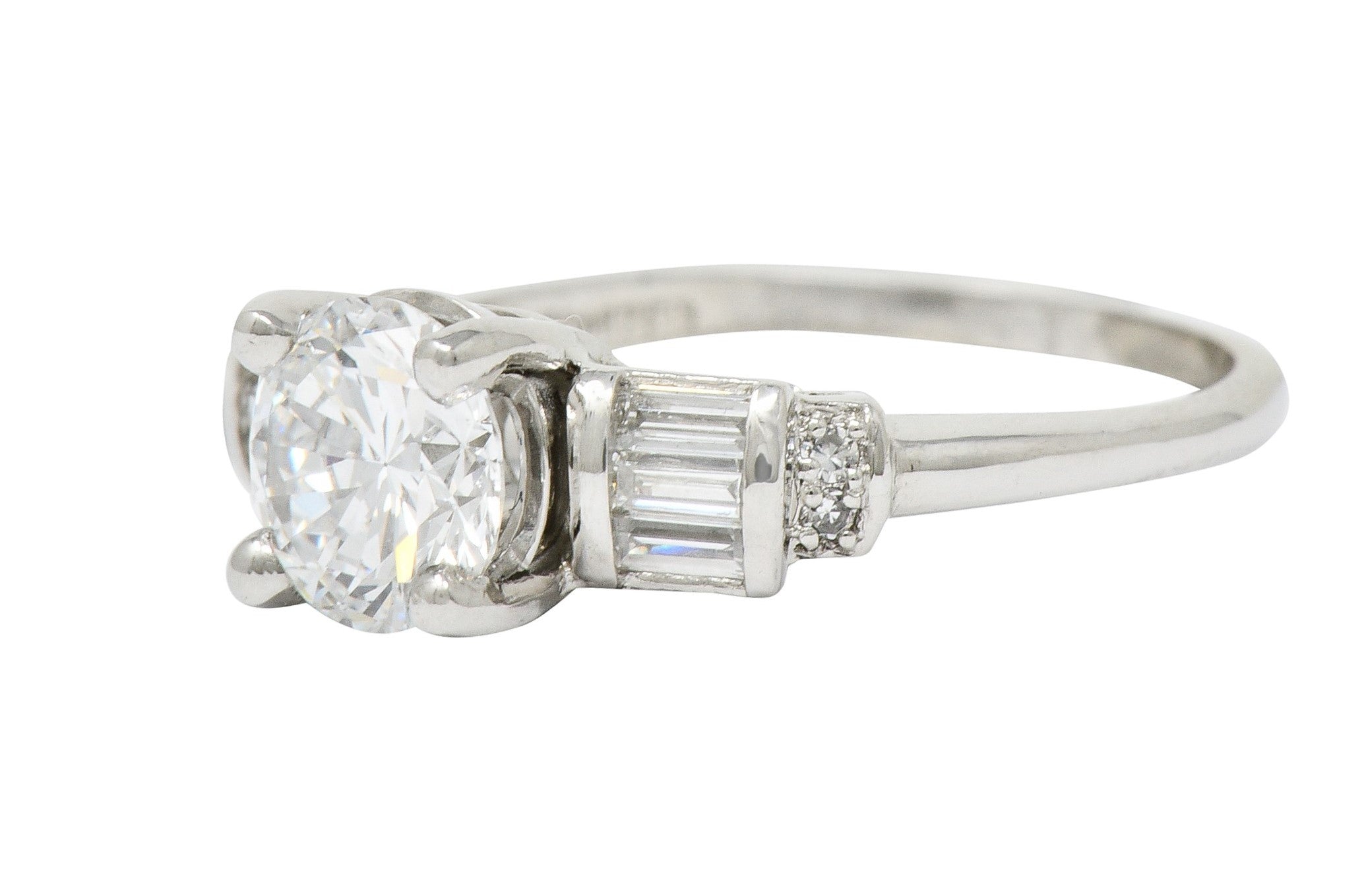 1950’s 1.32 CTW Diamond Platinum Engagement Ring GIA Circa 1950Ring - Wilson's Estate Jewelry