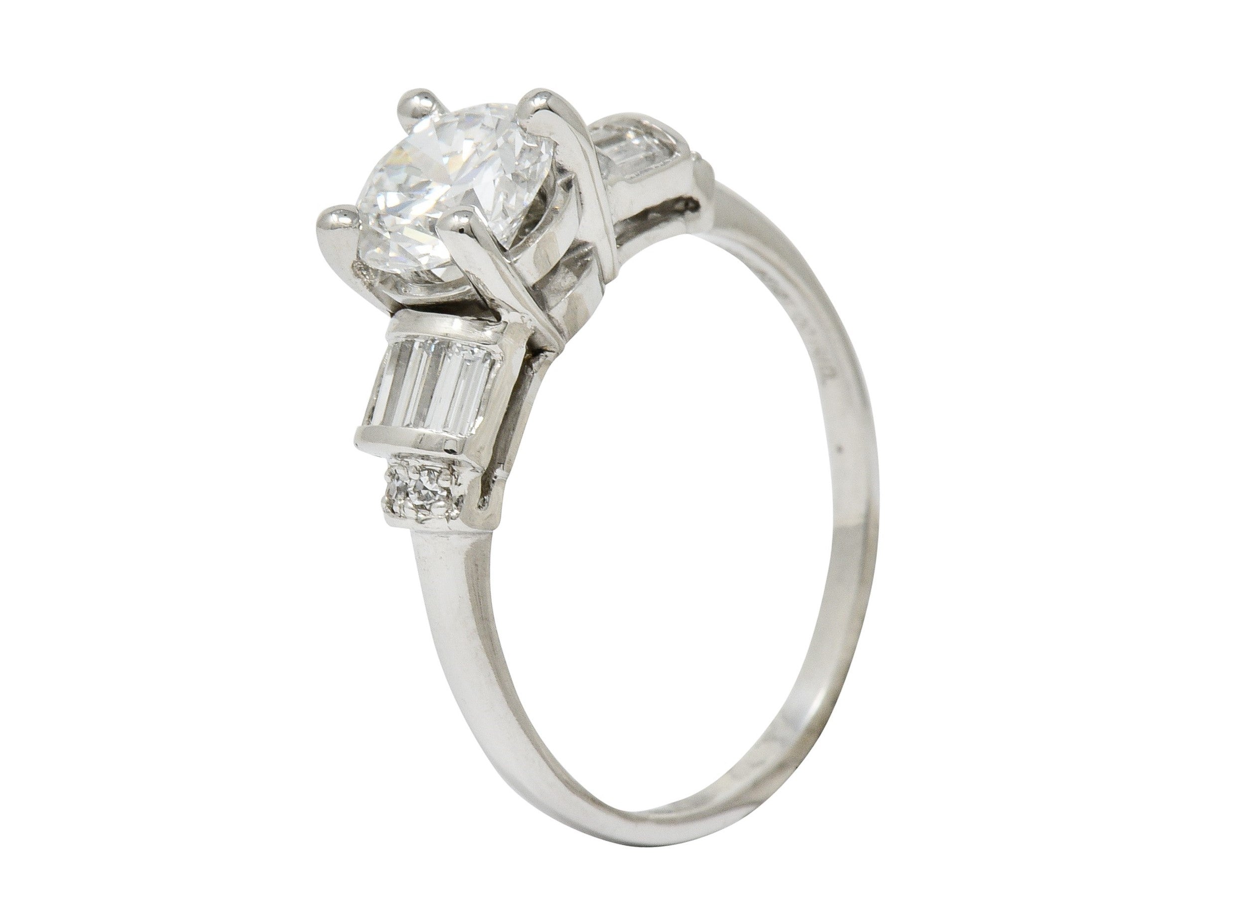 1950’s 1.32 CTW Diamond Platinum Engagement Ring GIA Circa 1950Ring - Wilson's Estate Jewelry