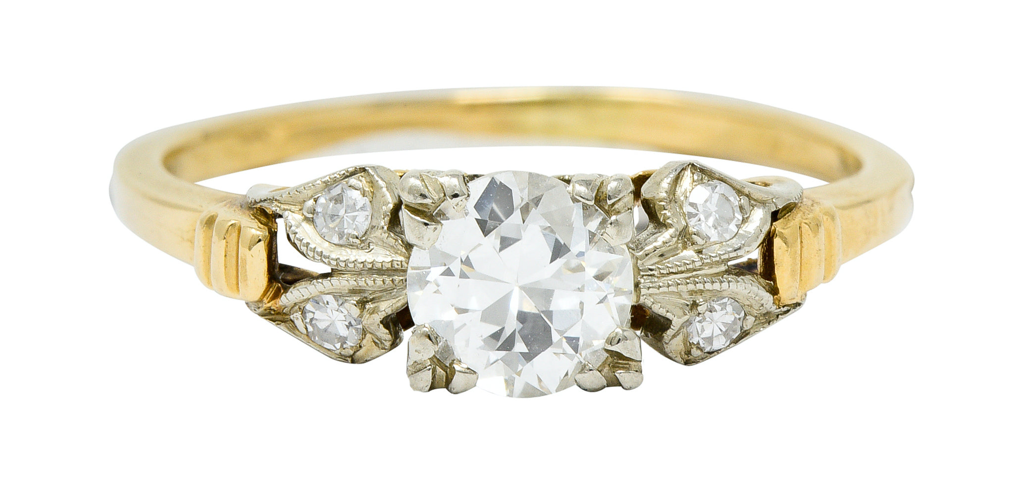 Retro 0.51 CTW Diamond 14 Karat Two-Tone Gold Engagement RingRing - Wilson's Estate Jewelry