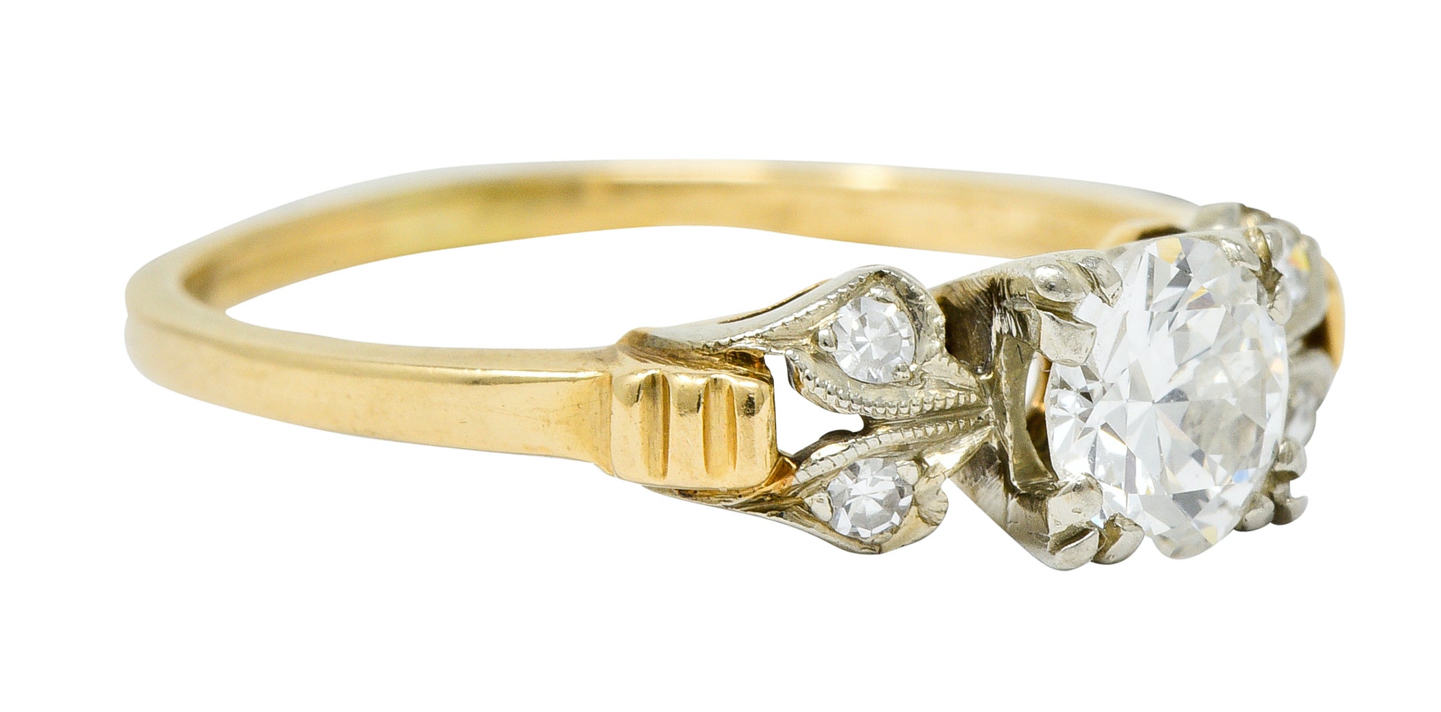 Retro 0.51 CTW Diamond 14 Karat Two-Tone Gold Engagement RingRing - Wilson's Estate Jewelry