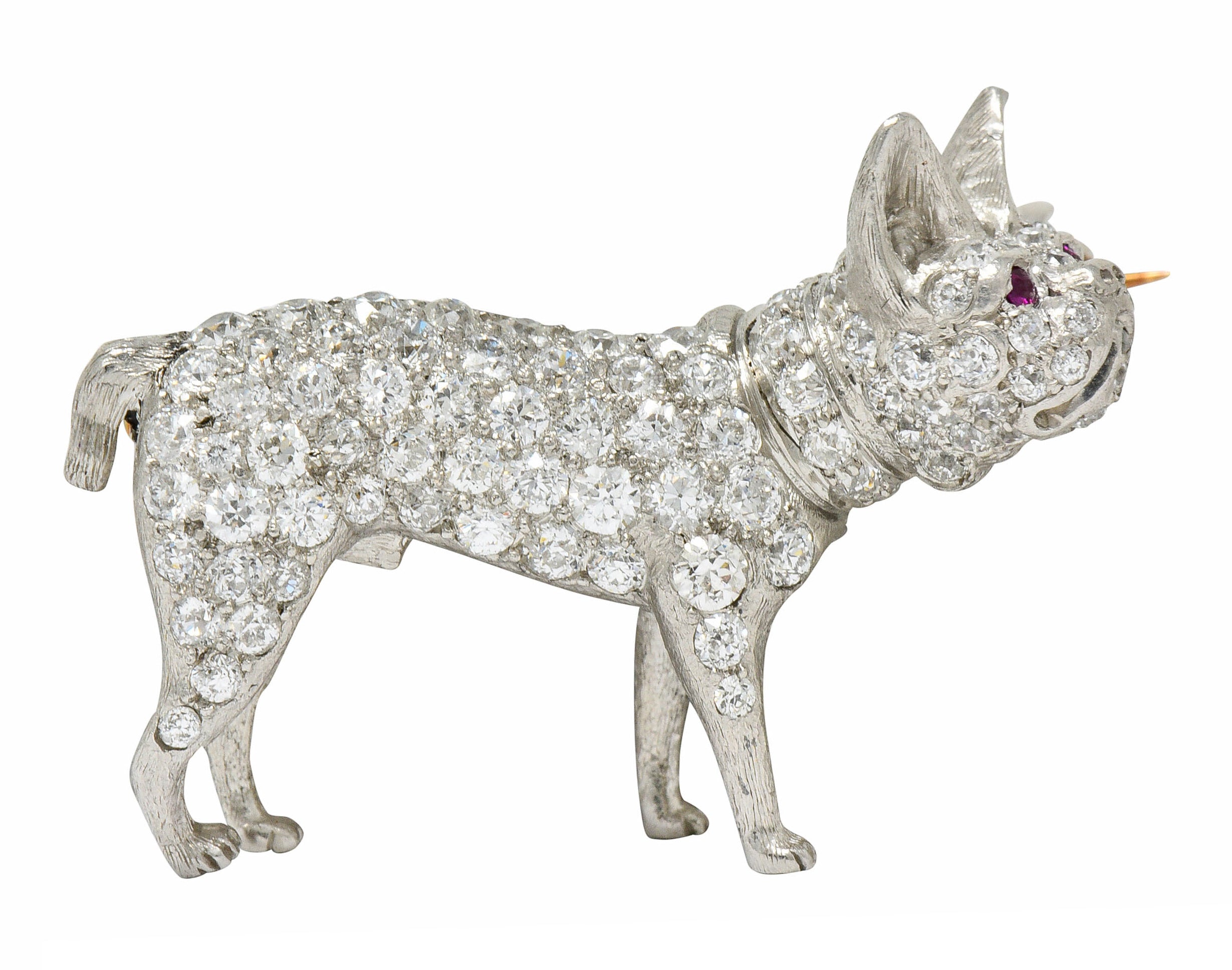 Edwardian Pave Diamond Platinum French Bulldog BroochBrooch - Wilson's Estate Jewelry