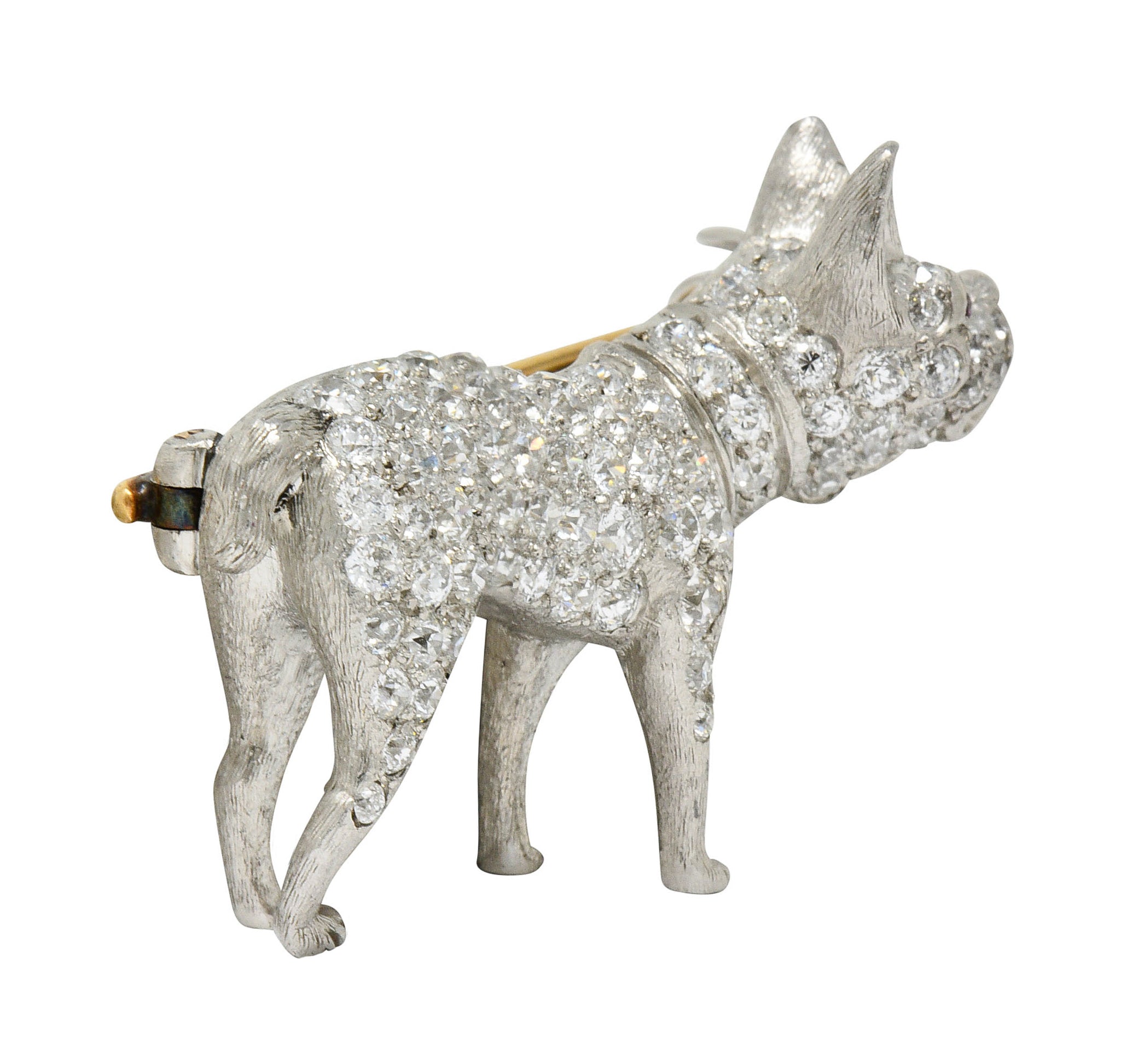 Edwardian Pave Diamond Platinum French Bulldog BroochBrooch - Wilson's Estate Jewelry