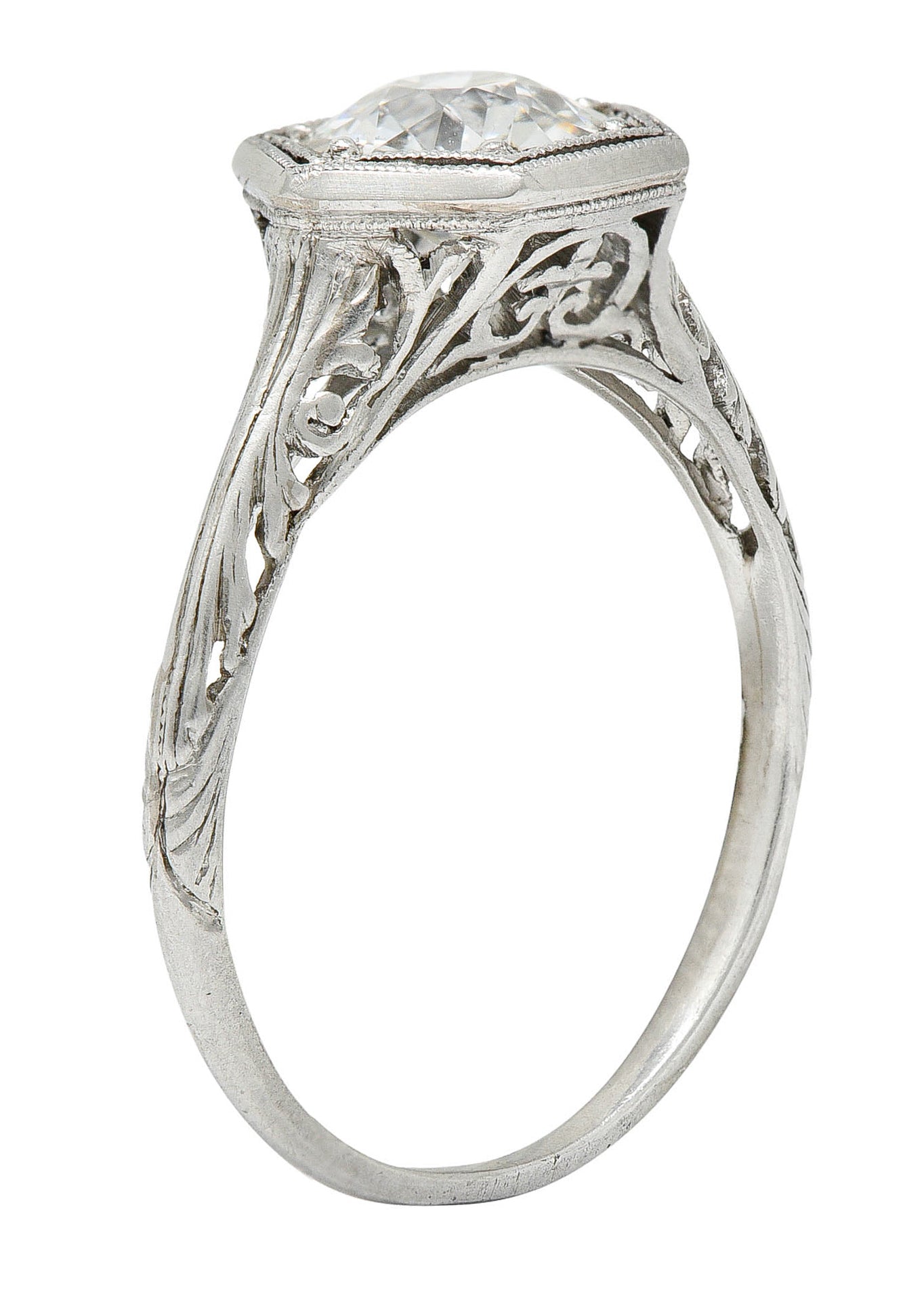 Early Art Deco 0.91 CTW Diamond Platinum Hexagonal Engagement RingRing - Wilson's Estate Jewelry