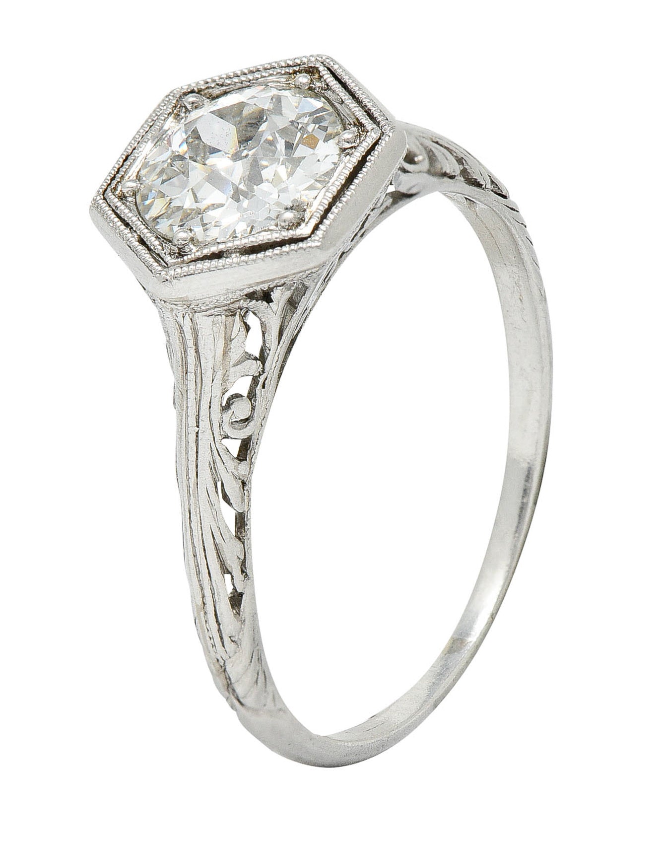 Early Art Deco 0.91 CTW Diamond Platinum Hexagonal Engagement RingRing - Wilson's Estate Jewelry