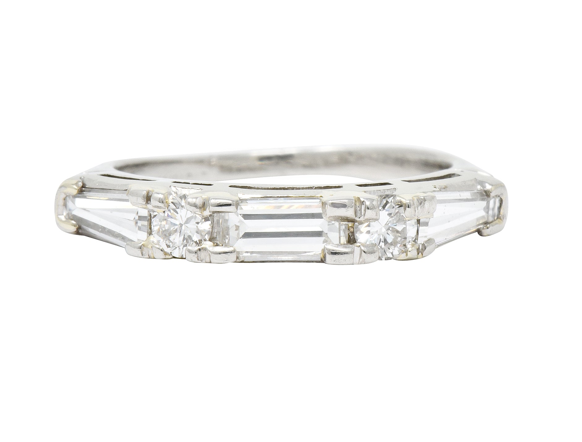 Vintage 0.80 CTW Baguette Diamond Platinum Anniversary Stacking Band Ring - Wilson's Estate Jewelry