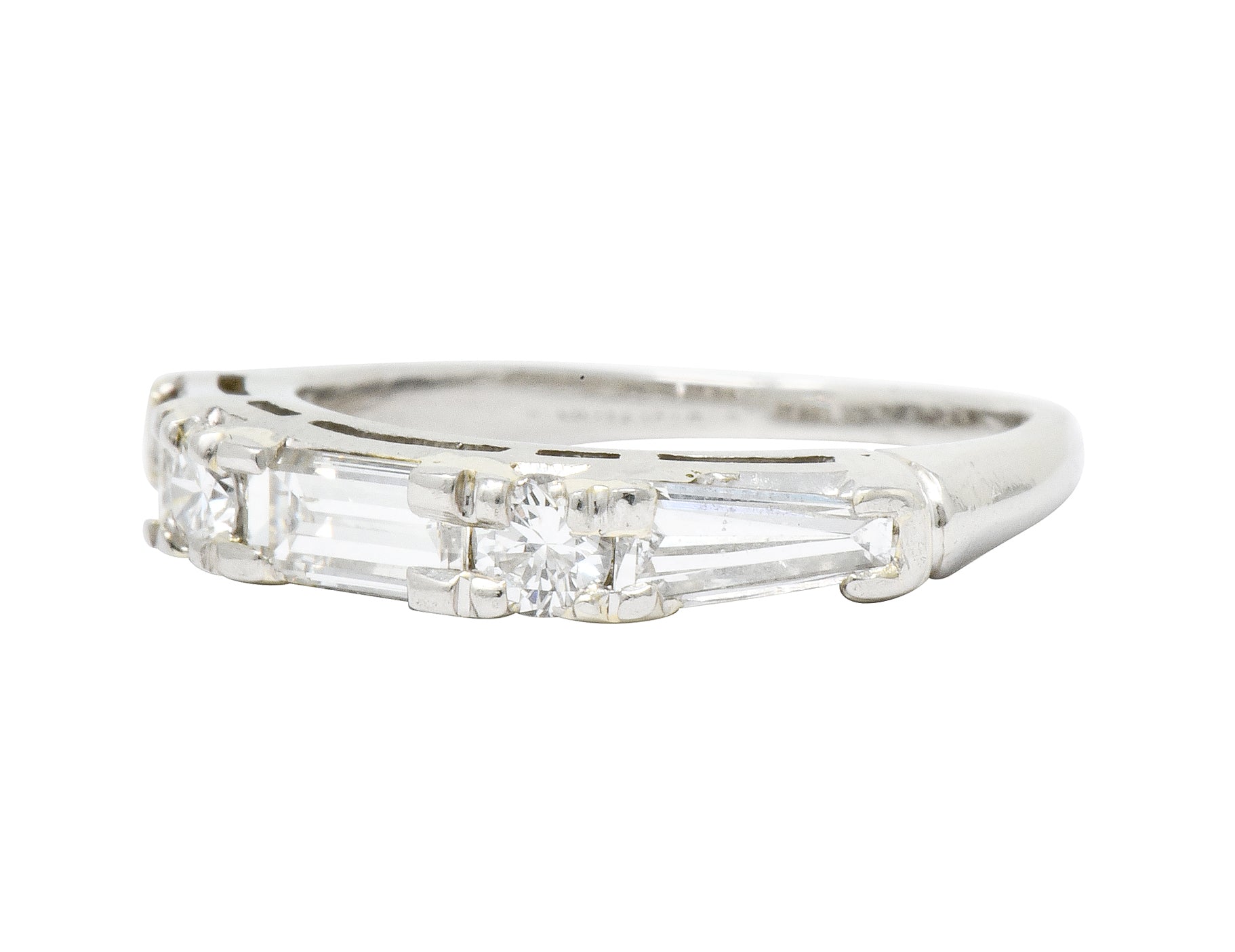 Vintage 0.80 CTW Baguette Diamond Platinum Anniversary Stacking Band Ring - Wilson's Estate Jewelry