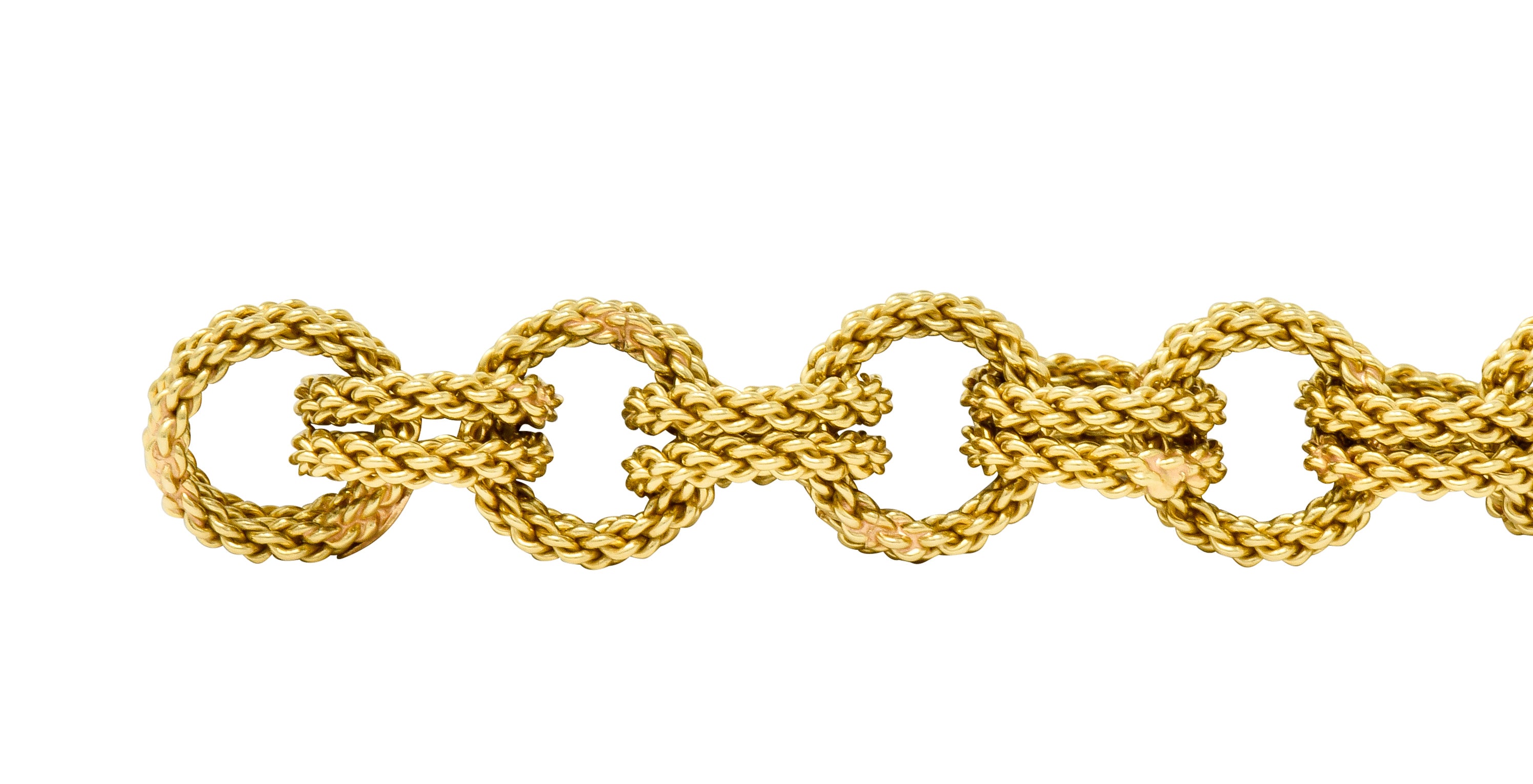 Vintage 18 Karat Yellow Gold Twisted Rope Double Rolo Link Bracelet - Wilson's Estate Jewelry