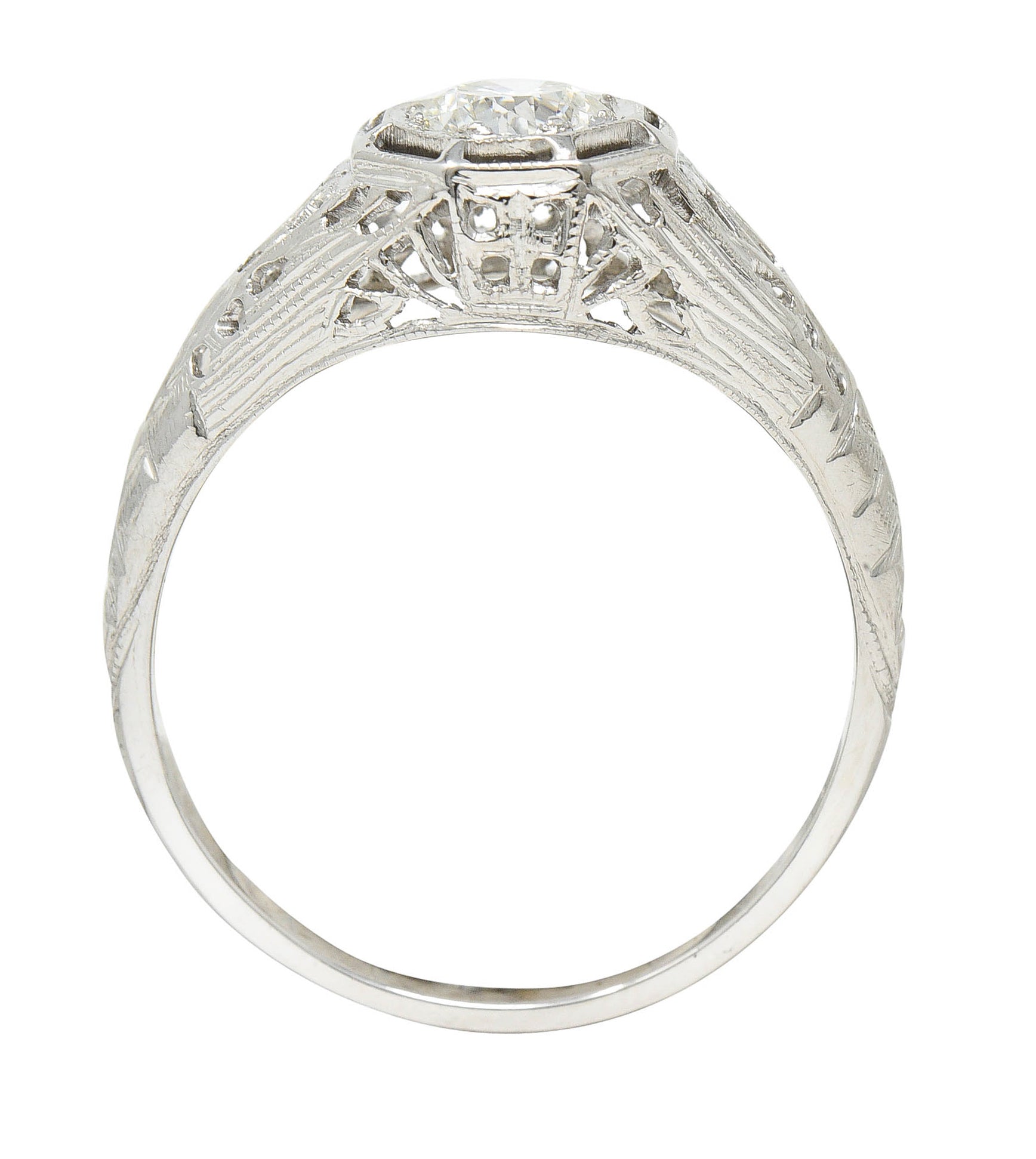 Art Deco 0.61 CTW Diamond 18 Karat White Gold Engagement RingRing - Wilson's Estate Jewelry