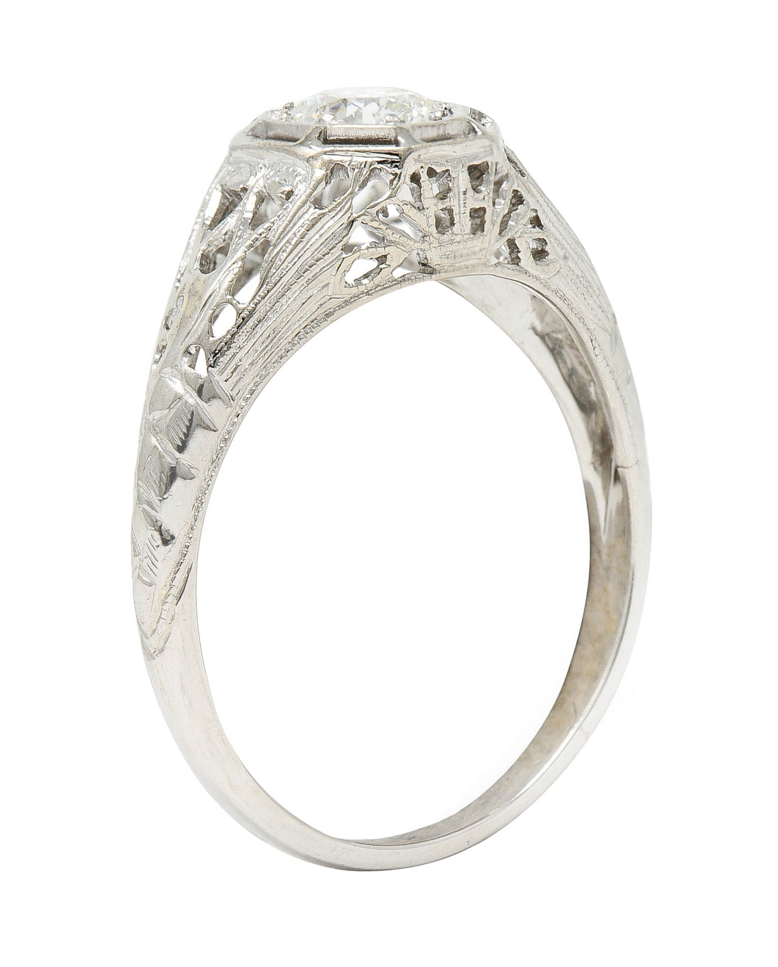 Art Deco 0.61 CTW Diamond 18 Karat White Gold Engagement RingRing - Wilson's Estate Jewelry