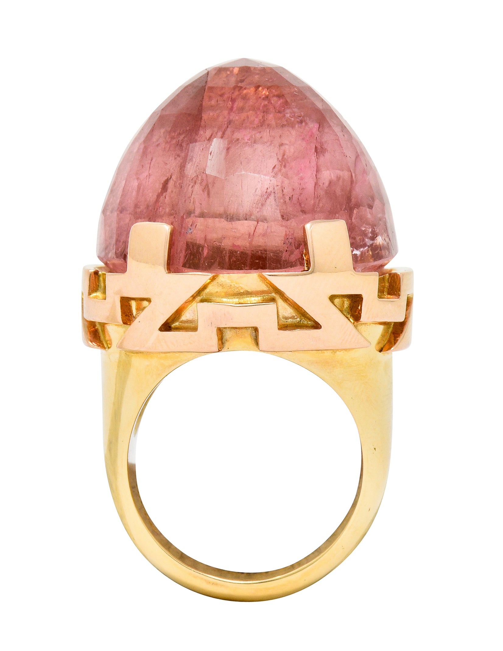 SeidenGang Vintage Pink Tourmaline 14 Karat Gold Cocktail Ring - Wilson's Estate Jewelry