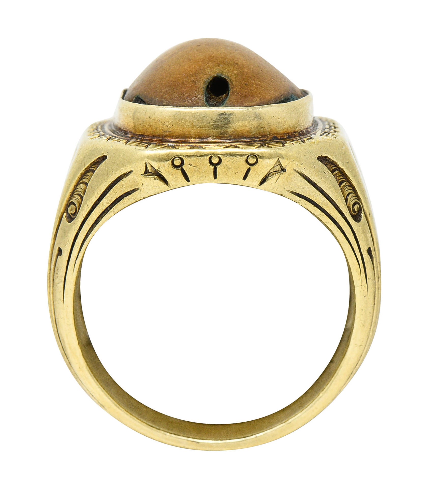 Egyptian Revival Hardstone 14 Karat Gold Unisex Scarab RingRing - Wilson's Estate Jewelry